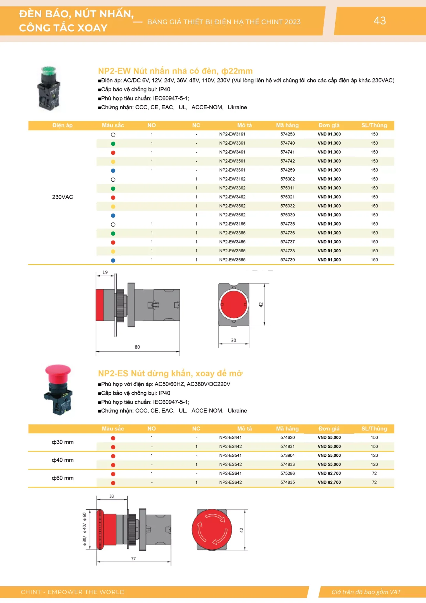 Bảng giá Thiết bị đóng cắt hạ thế CHINT (Catalogue 2023)