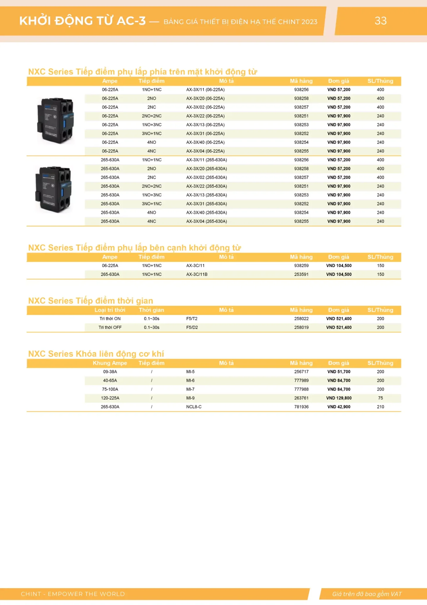 Bảng giá Thiết bị đóng cắt hạ thế CHINT (Catalogue 2023)