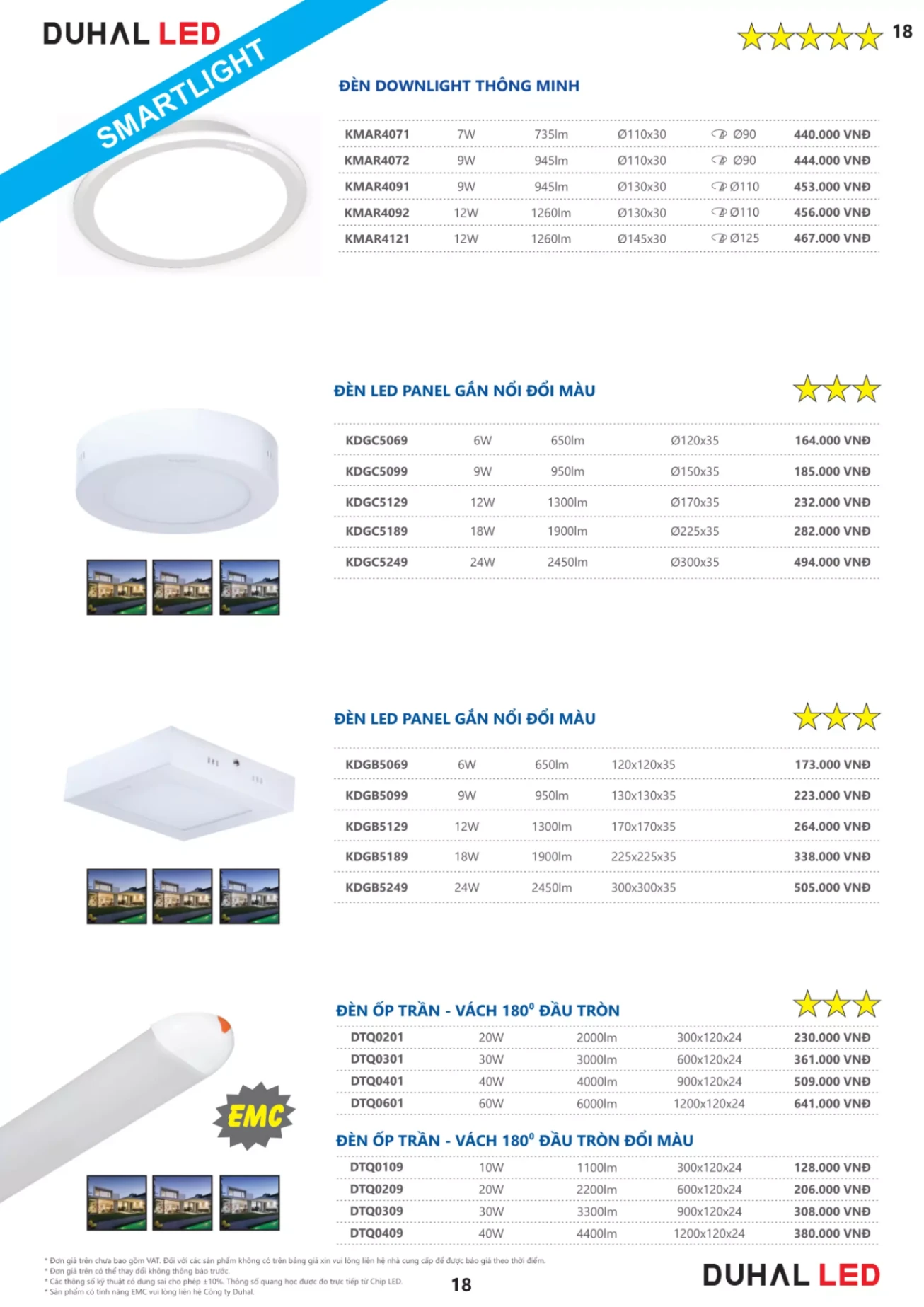 Bảng giá Đèn Led DUHAL (Catalogue 2023)