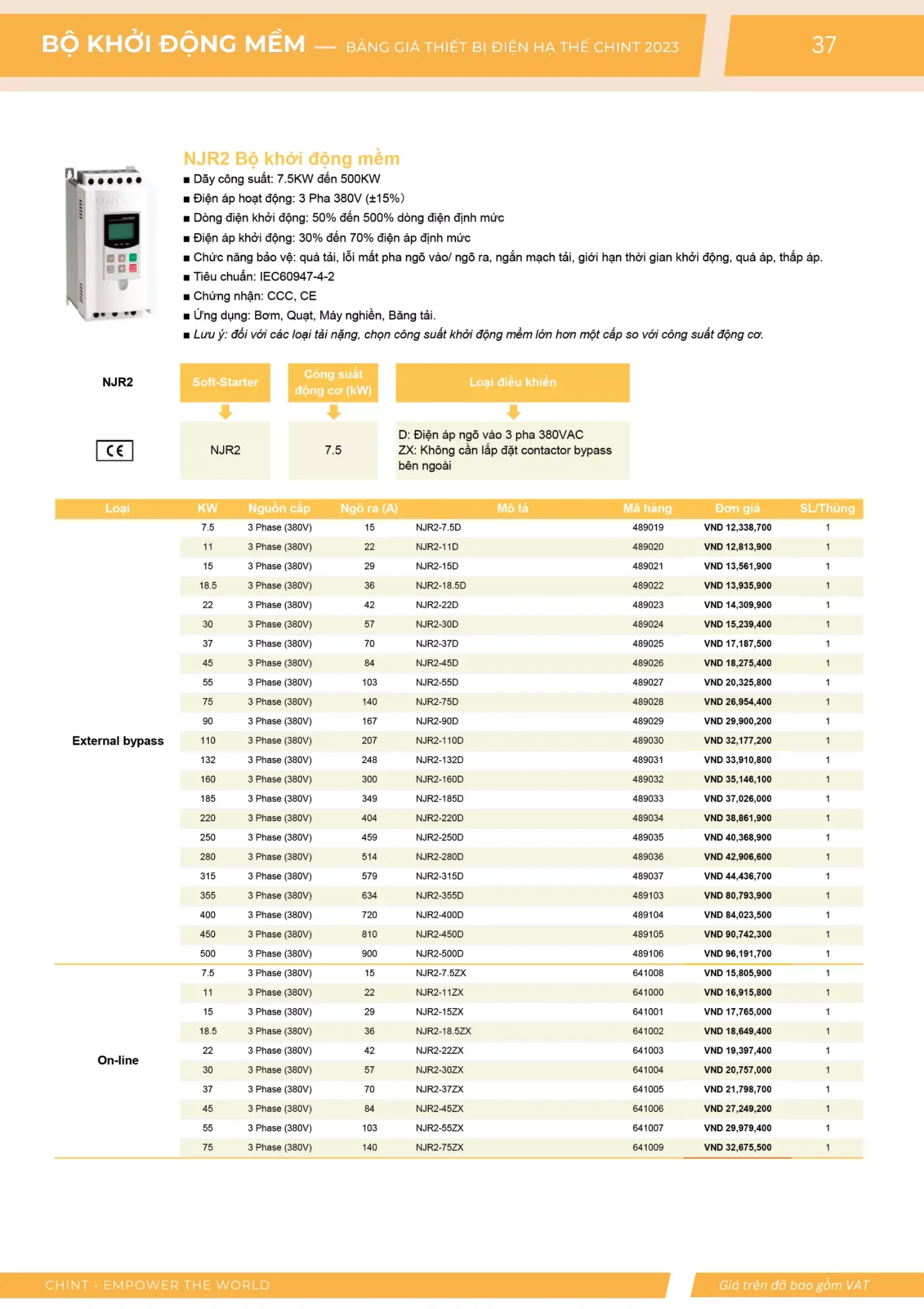 Bảng giá Thiết bị đóng cắt hạ thế CHINT (Catalogue 2023)