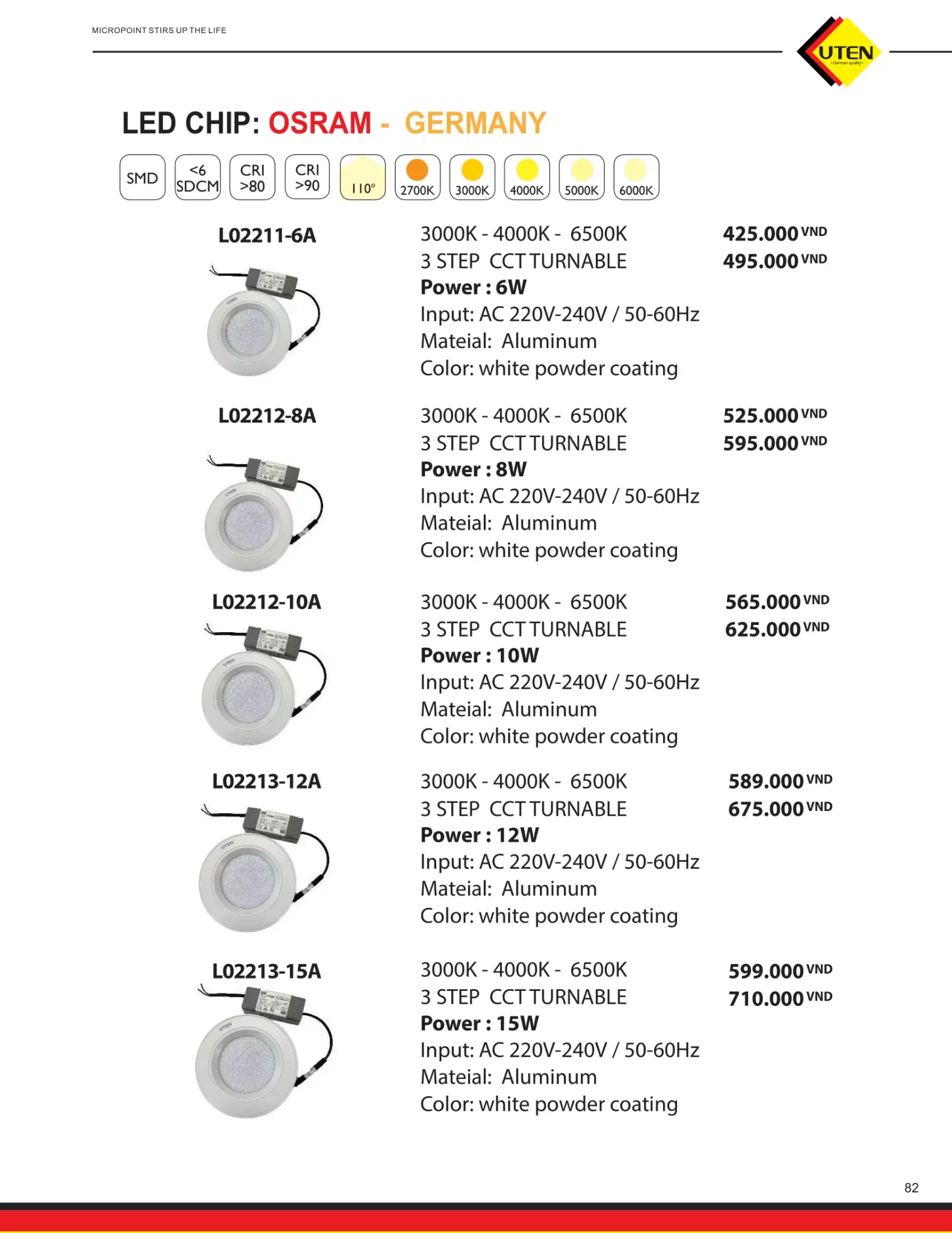 Bảng giá Công tắc ổ cắm UTEN ( Catalogue 2023 )