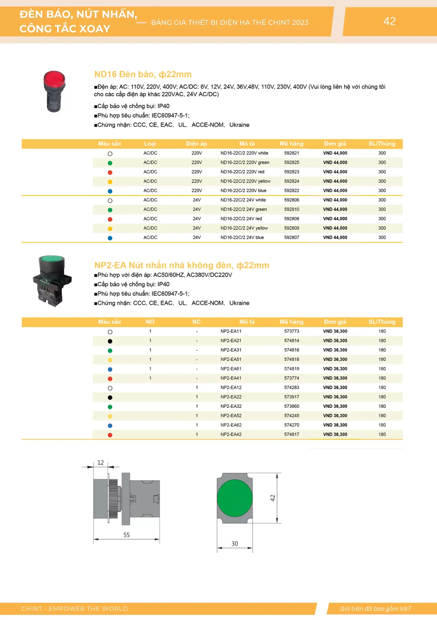 Bảng giá Thiết bị đóng cắt hạ thế CHINT (Catalogue 2023)