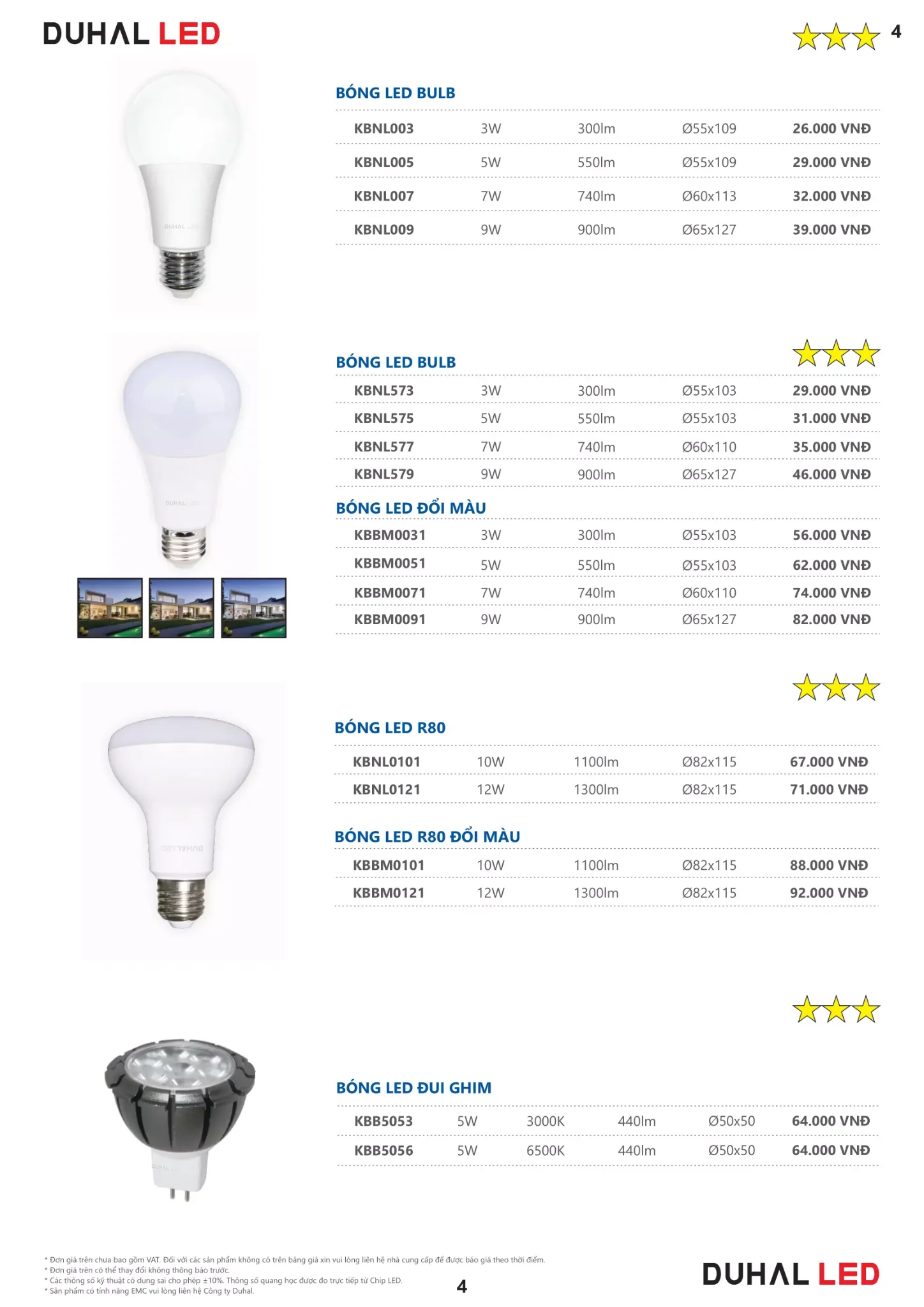 Bảng giá Đèn Led DUHAL (Catalogue 2023)