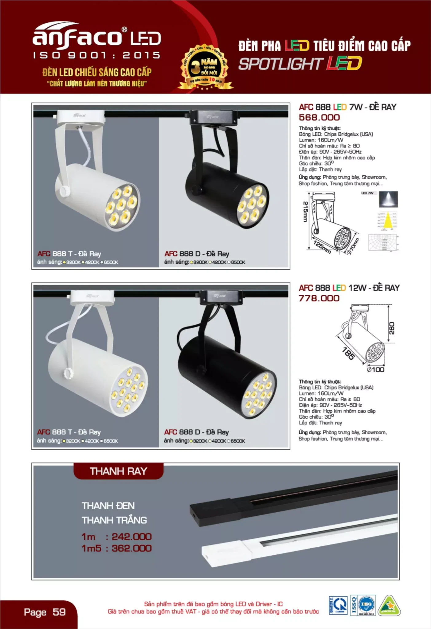 Bảng giá Đèn Led ANFACO (Catalogue 2023)