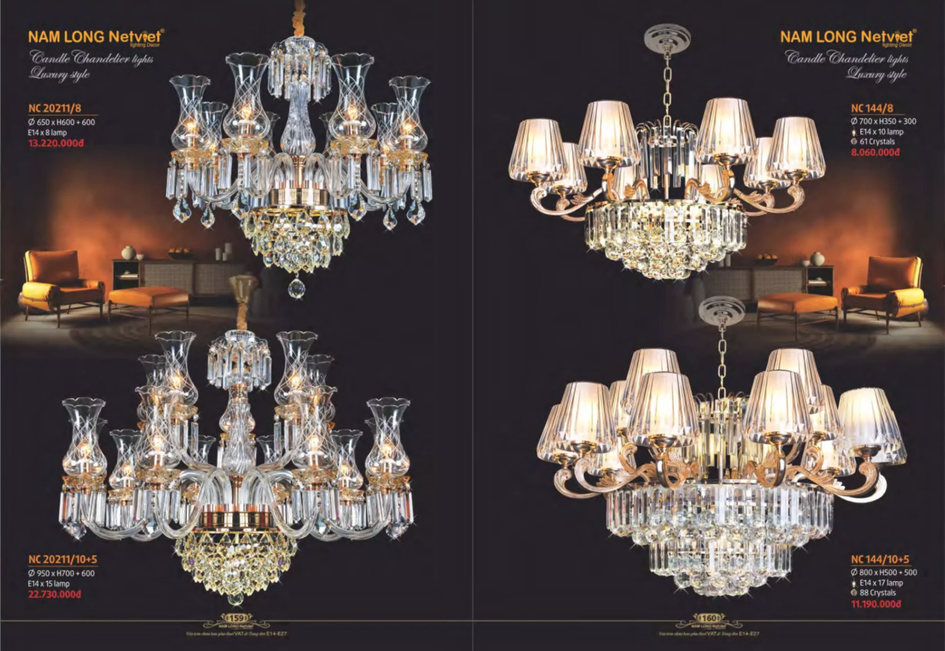 Bảng giá Đèn Trang Trí NAM LONG Netviet Lighting Decor (Catalogue 2023-2024)