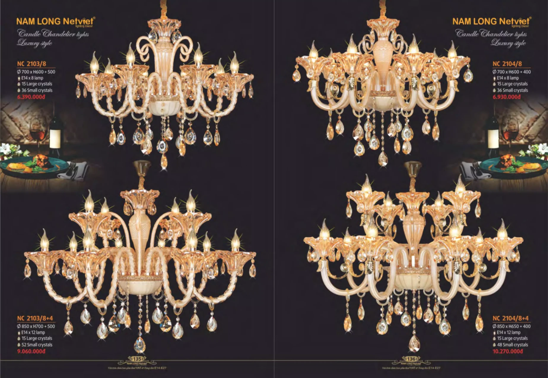 Bảng giá Đèn Trang Trí NAM LONG Netviet Lighting Decor (Catalogue 2023-2024)