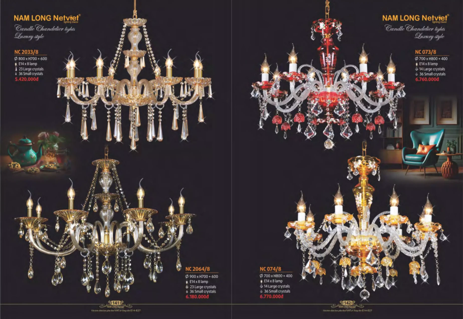 Bảng giá Đèn Trang Trí NAM LONG Netviet Lighting Decor (Catalogue 2023-2024)