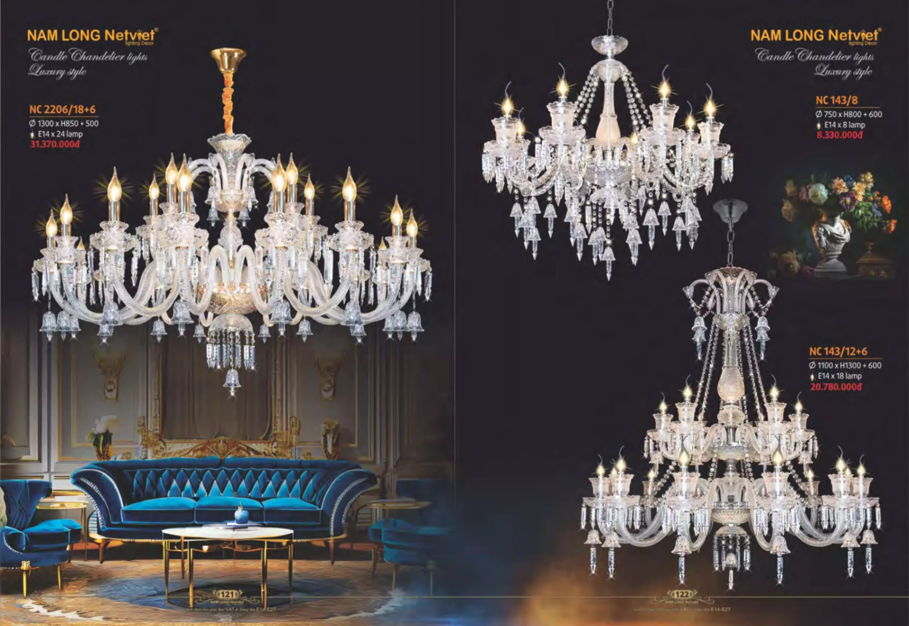 Bảng giá Đèn Trang Trí NAM LONG Netviet Lighting Decor (Catalogue 2023-2024)