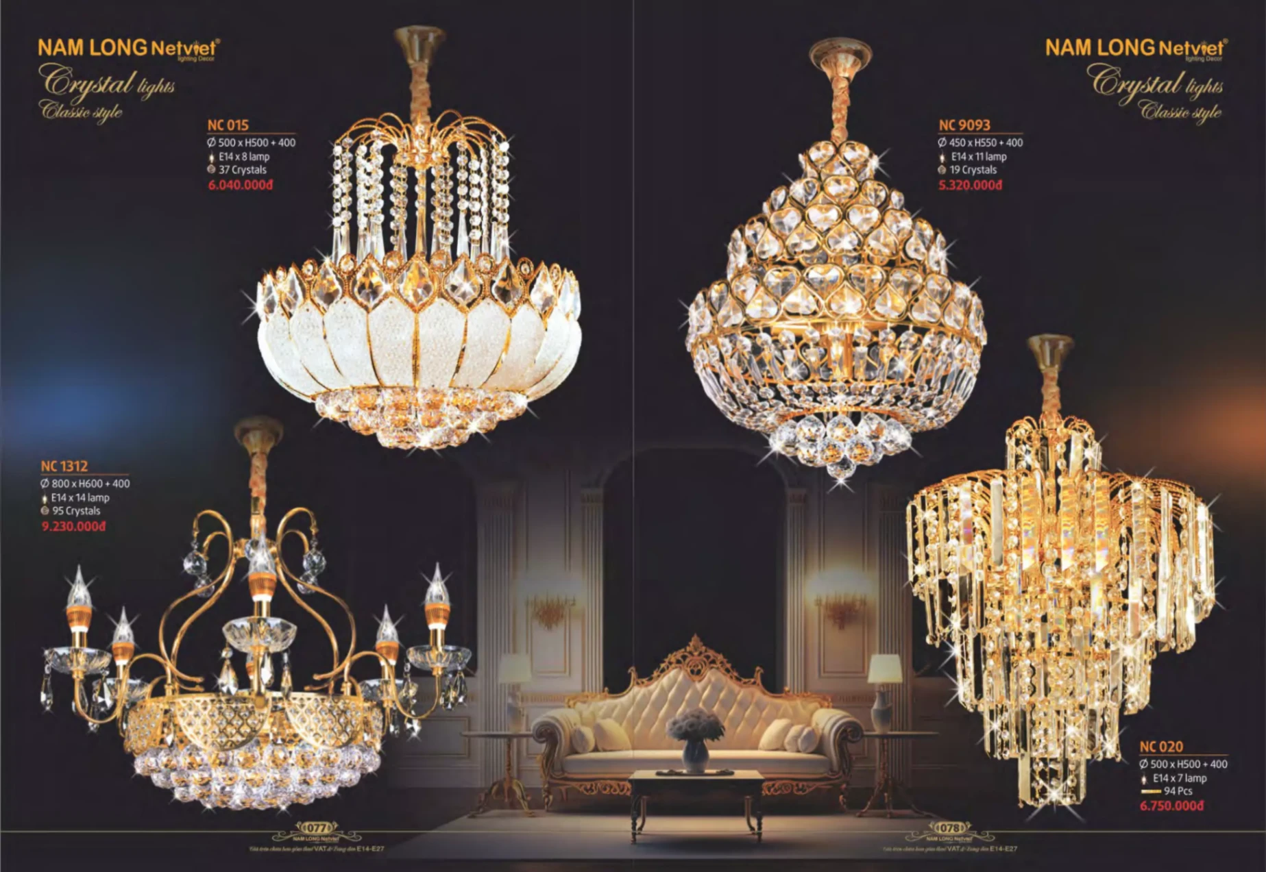 Bảng giá Đèn Trang Trí NAM LONG Netviet Lighting Decor (Catalogue 2023-2024)