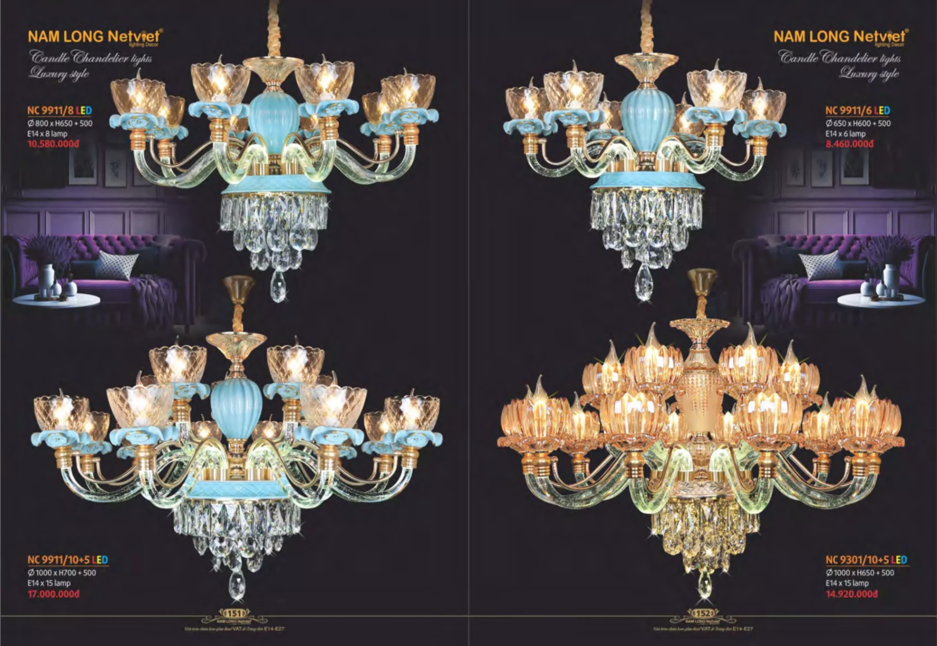 Bảng giá Đèn Trang Trí NAM LONG Netviet Lighting Decor (Catalogue 2023-2024)