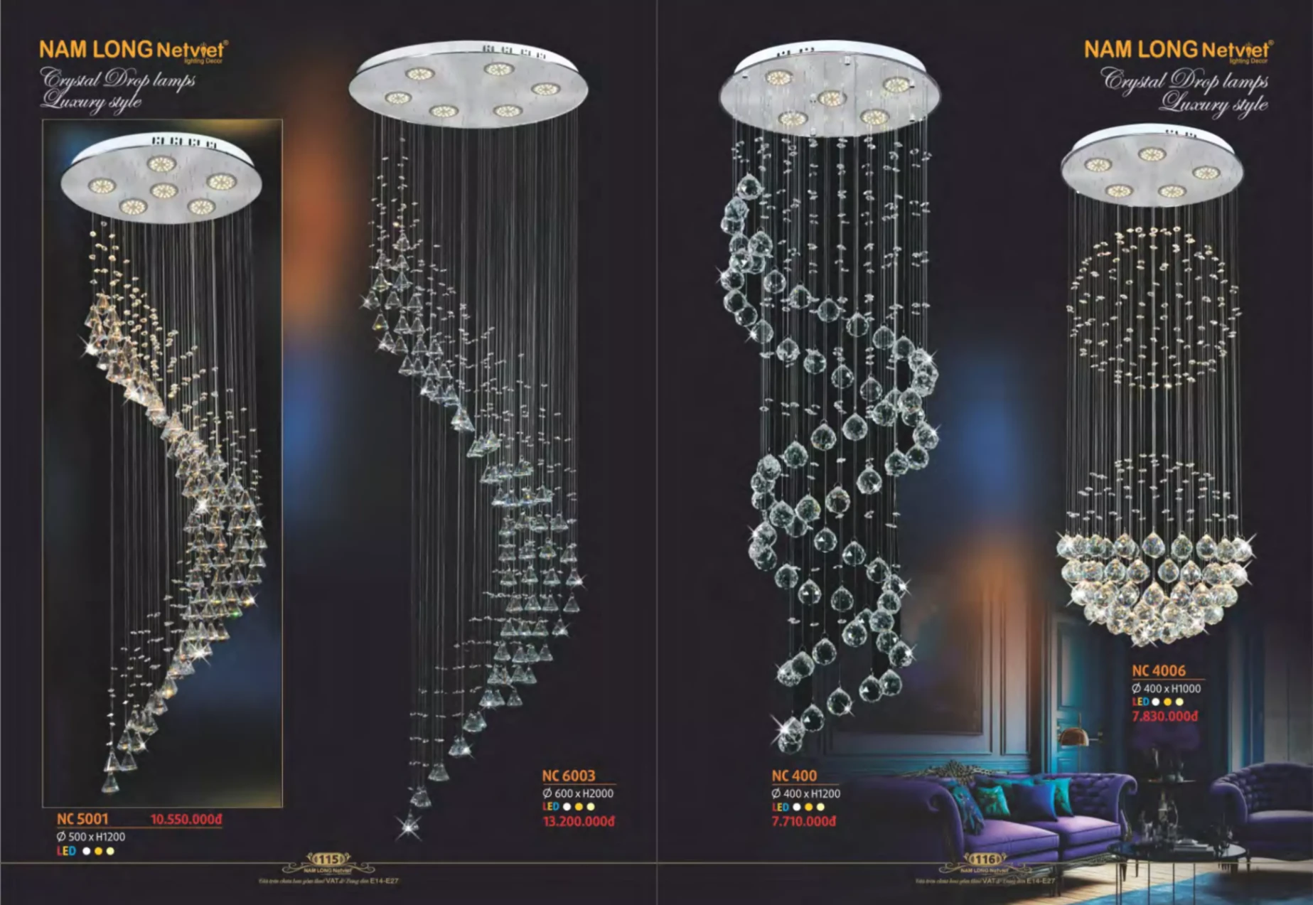 Bảng giá Đèn Trang Trí NAM LONG Netviet Lighting Decor (Catalogue 2023-2024)