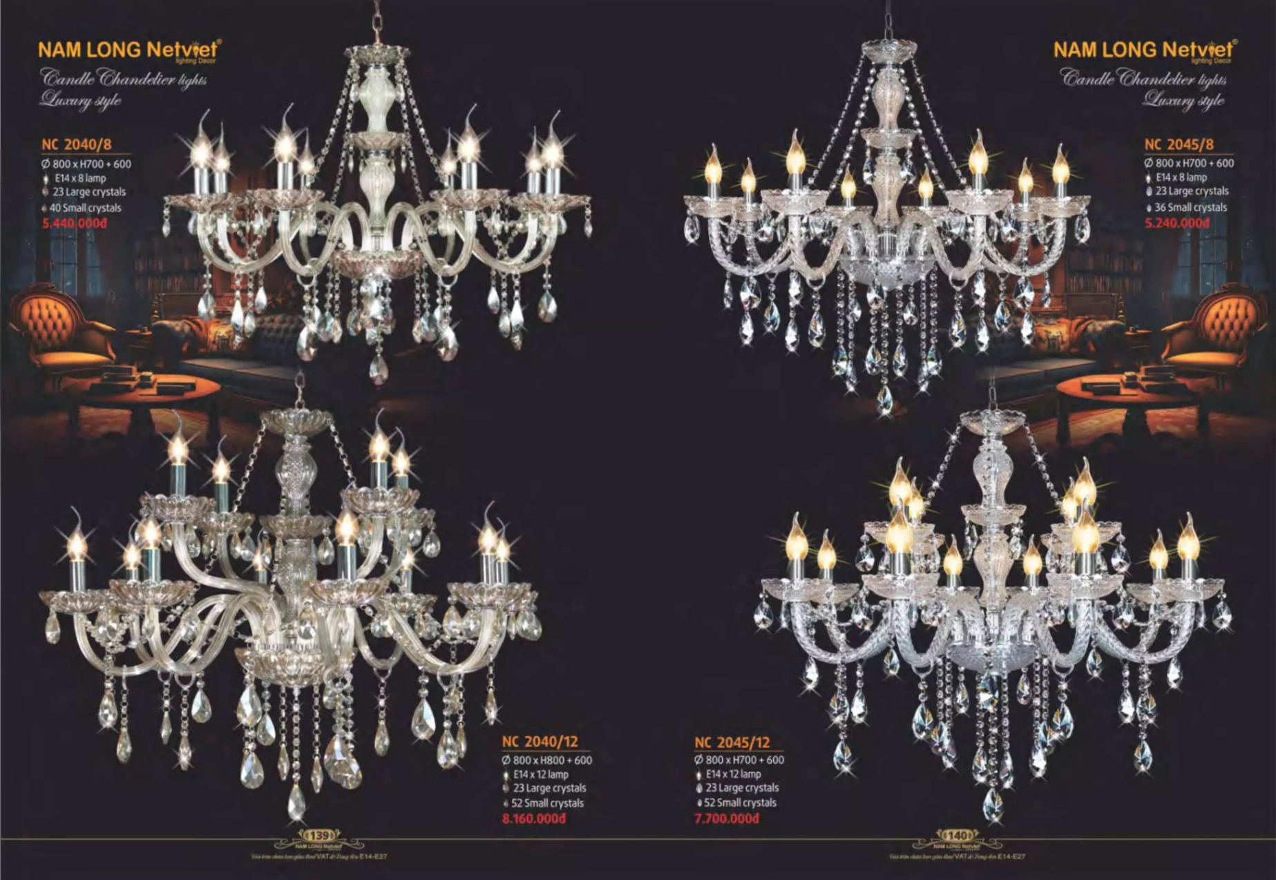 Bảng giá Đèn Trang Trí NAM LONG Netviet Lighting Decor (Catalogue 2023-2024)