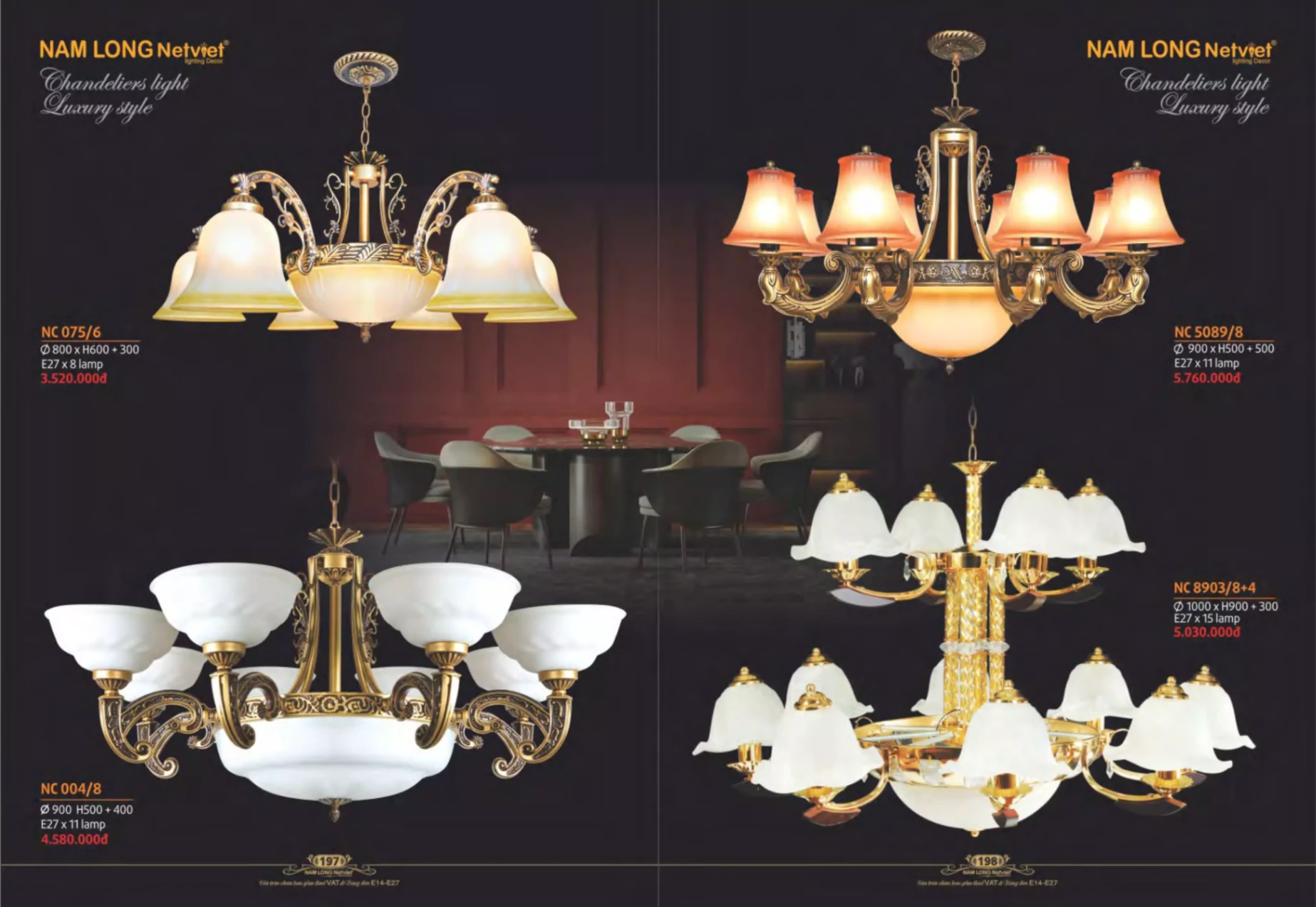 Bảng giá Đèn Trang Trí NAM LONG Netviet Lighting Decor (Catalogue 2023-2024)