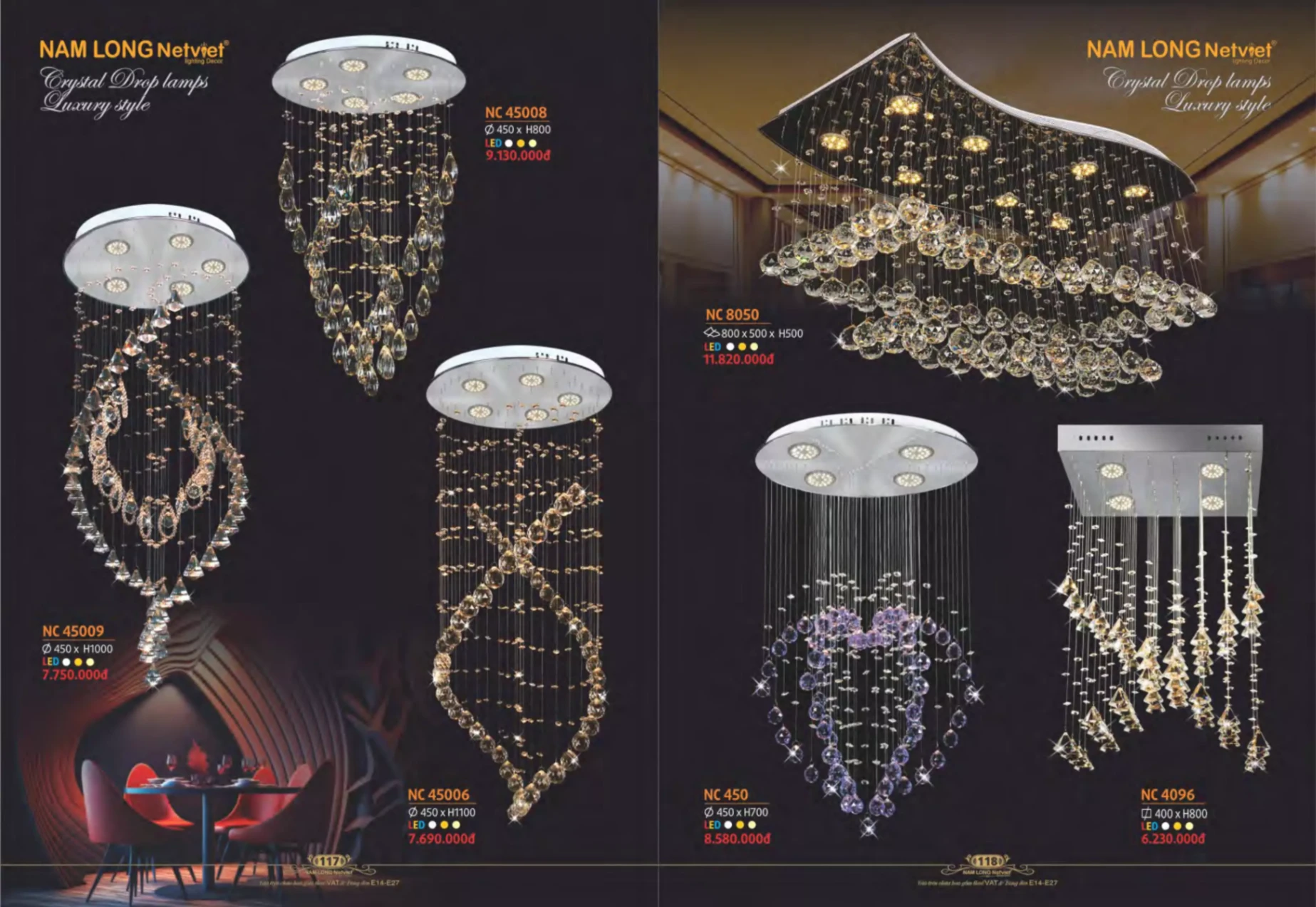 Bảng giá Đèn Trang Trí NAM LONG Netviet Lighting Decor (Catalogue 2023-2024)