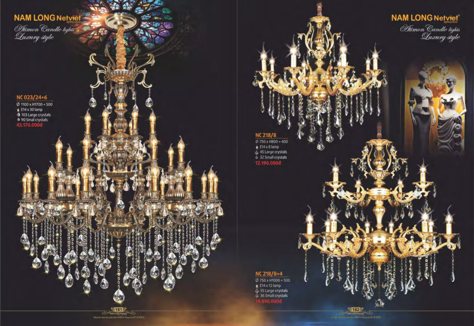 Bảng giá Đèn Trang Trí NAM LONG Netviet Lighting Decor (Catalogue 2023-2024)