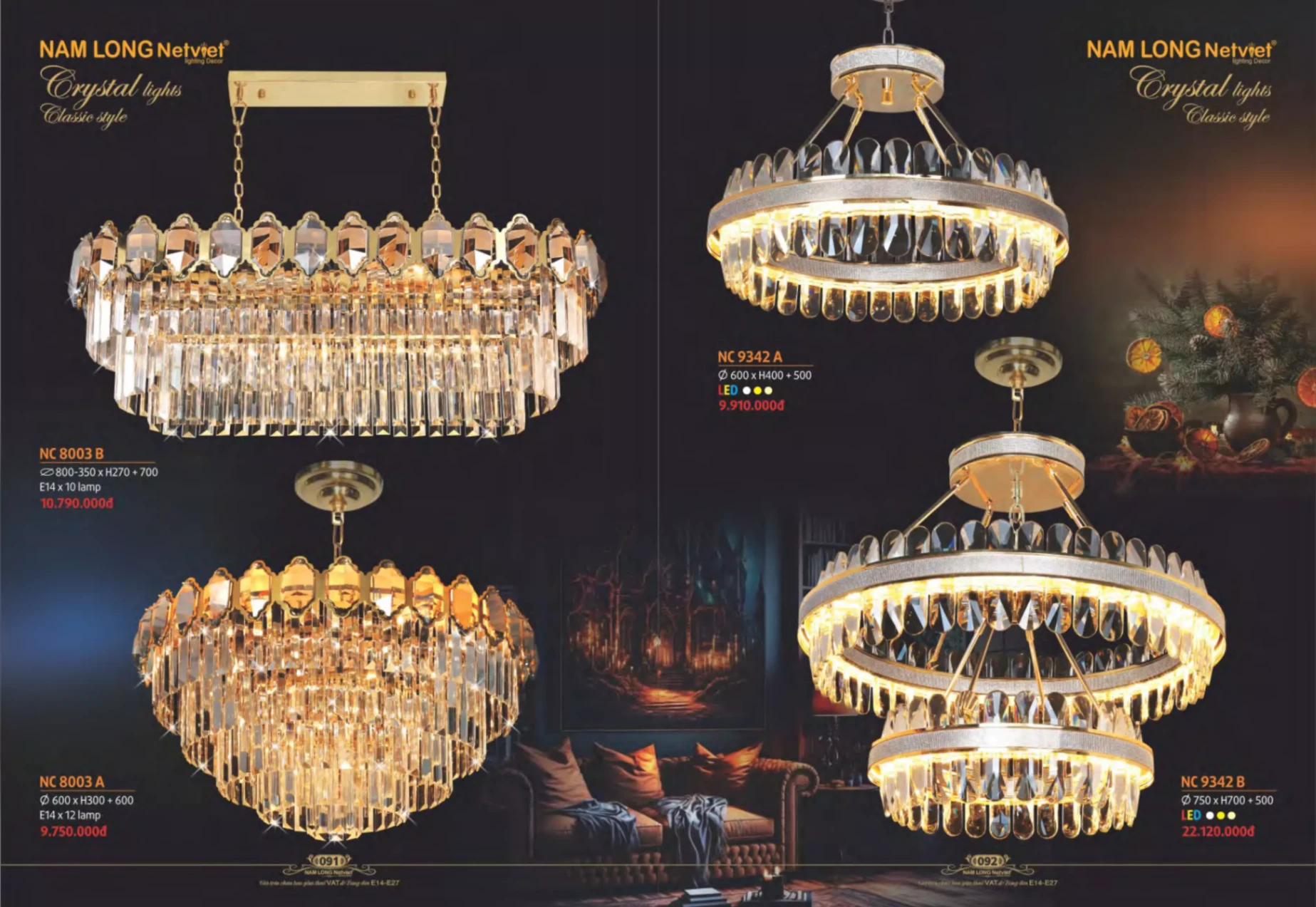 Bảng giá Đèn Trang Trí NAM LONG Netviet Lighting Decor (Catalogue 2023-2024)