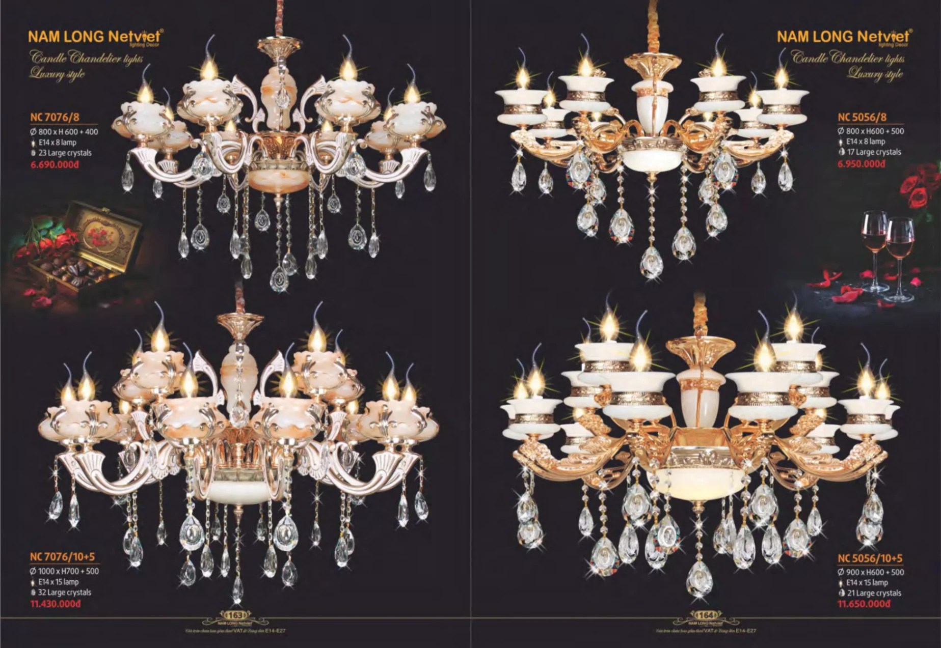 Bảng giá Đèn Trang Trí NAM LONG Netviet Lighting Decor (Catalogue 2023-2024)