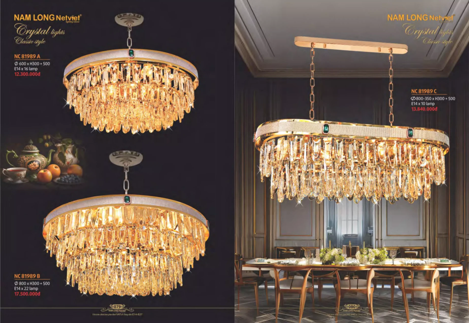 Bảng giá Đèn Trang Trí NAM LONG Netviet Lighting Decor (Catalogue 2023-2024)