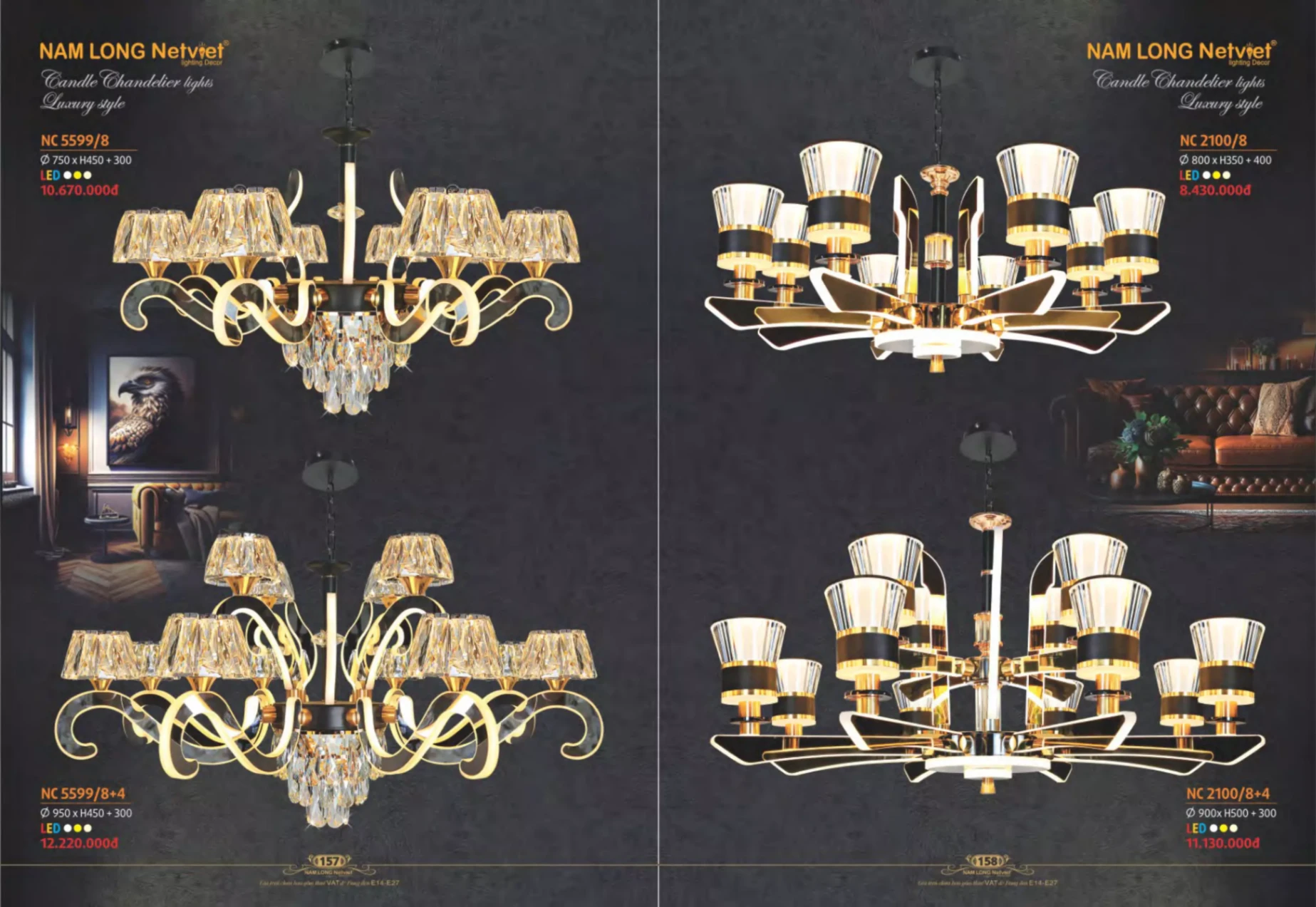 Bảng giá Đèn Trang Trí NAM LONG Netviet Lighting Decor (Catalogue 2023-2024)