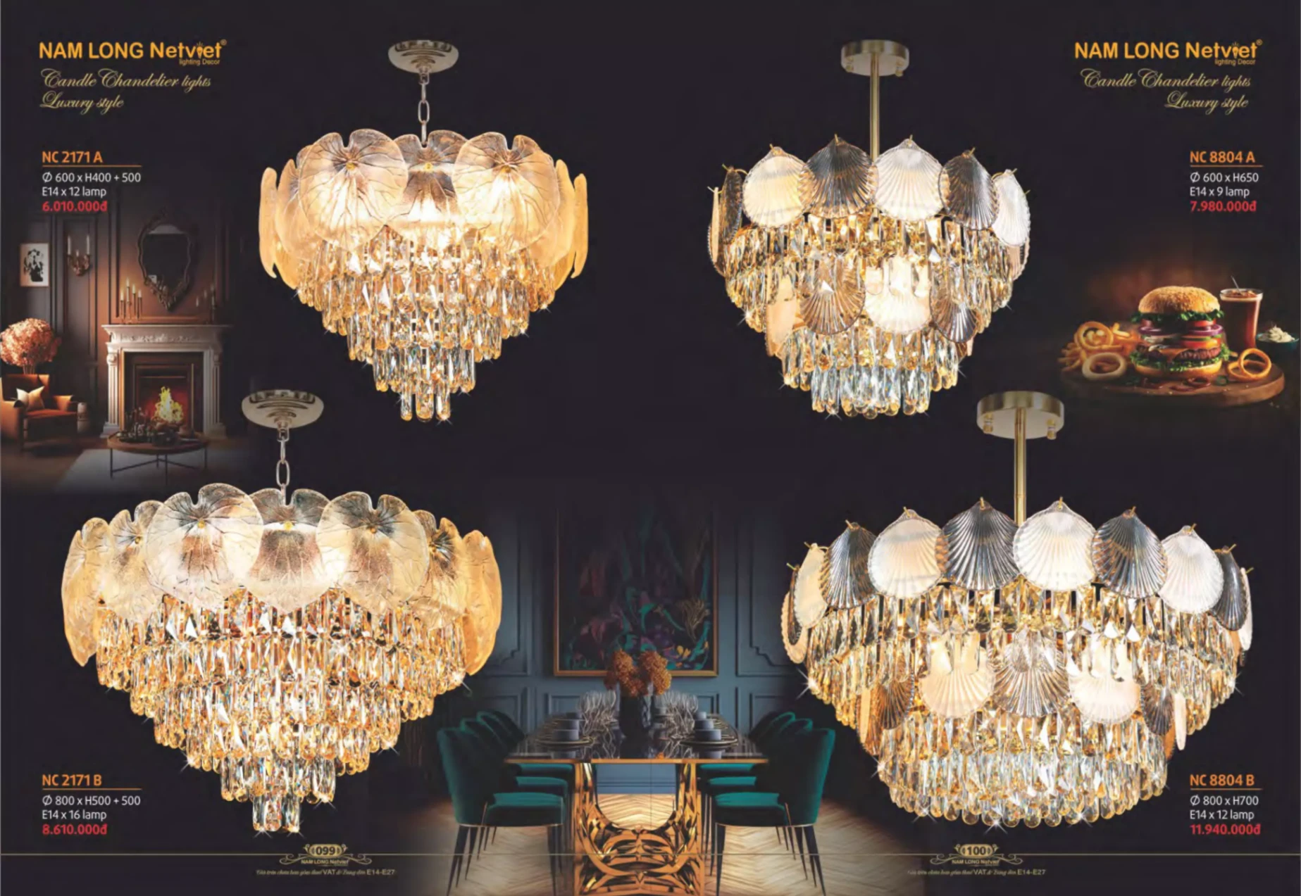 Bảng giá Đèn Trang Trí NAM LONG Netviet Lighting Decor (Catalogue 2023-2024)