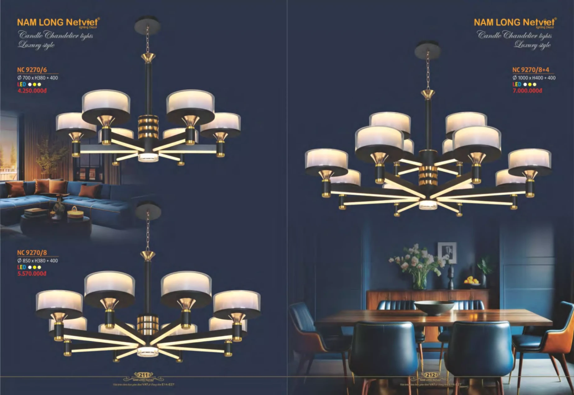 Bảng giá Đèn Trang Trí NAM LONG Netviet Lighting Decor (Catalogue 2023-2024)