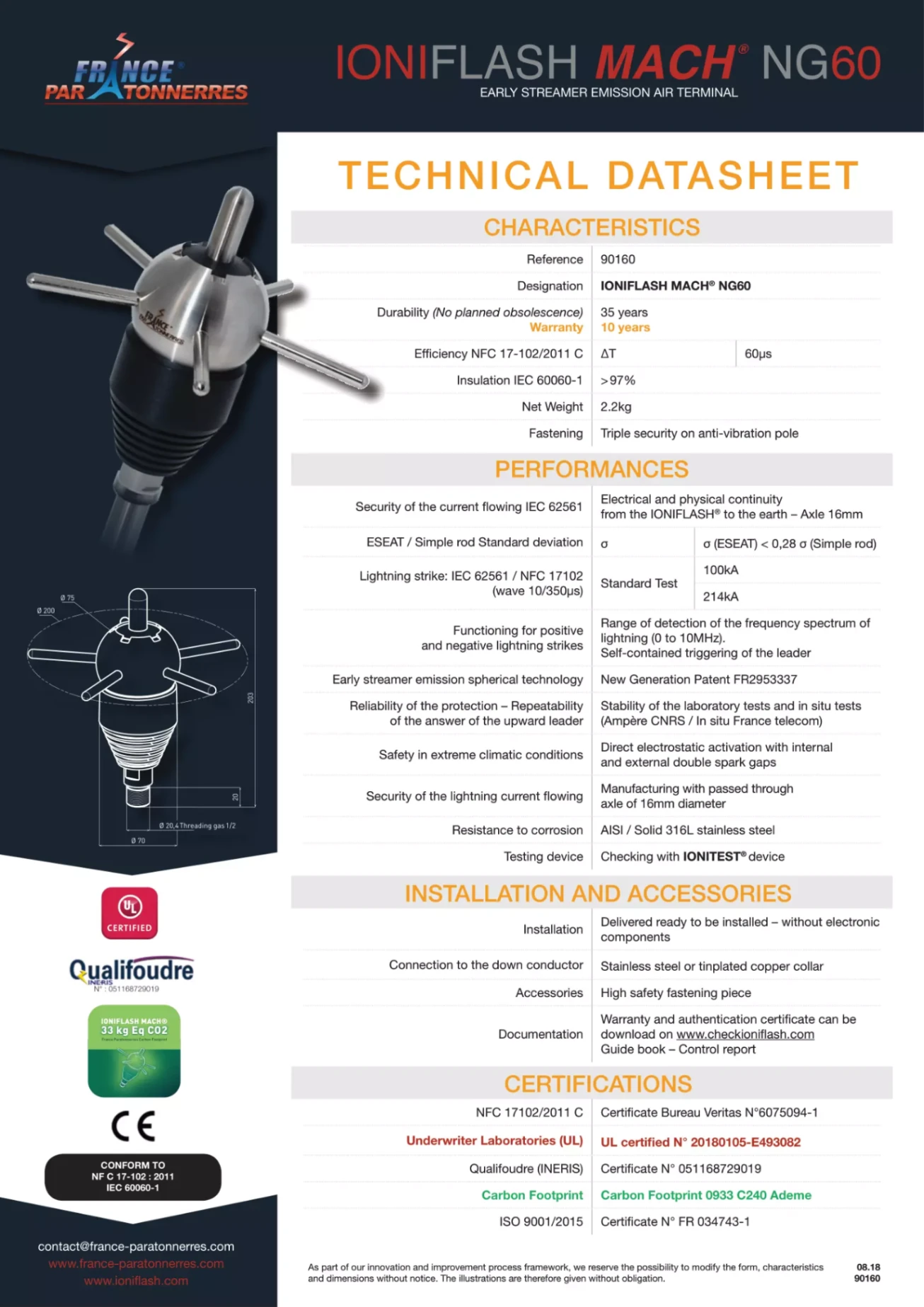 THIẾT BỊ CHỐNG SÉT IONIFLASH MACH FRANCE - Catalogue 2023