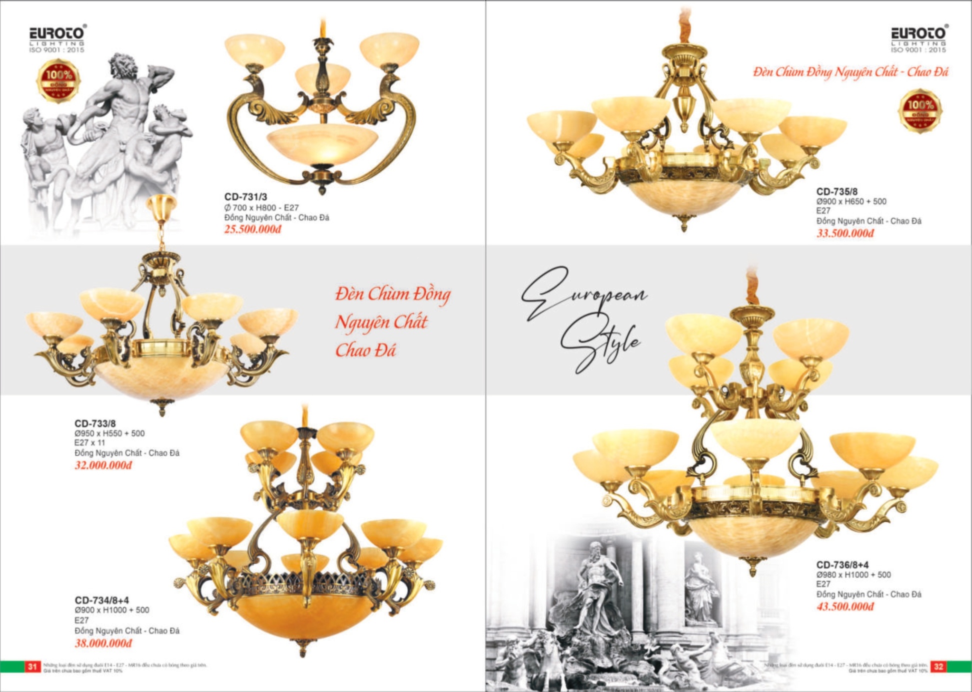 Bảng giá Đèn Trang Trí EUROTO Lighting - Catalogue 2024