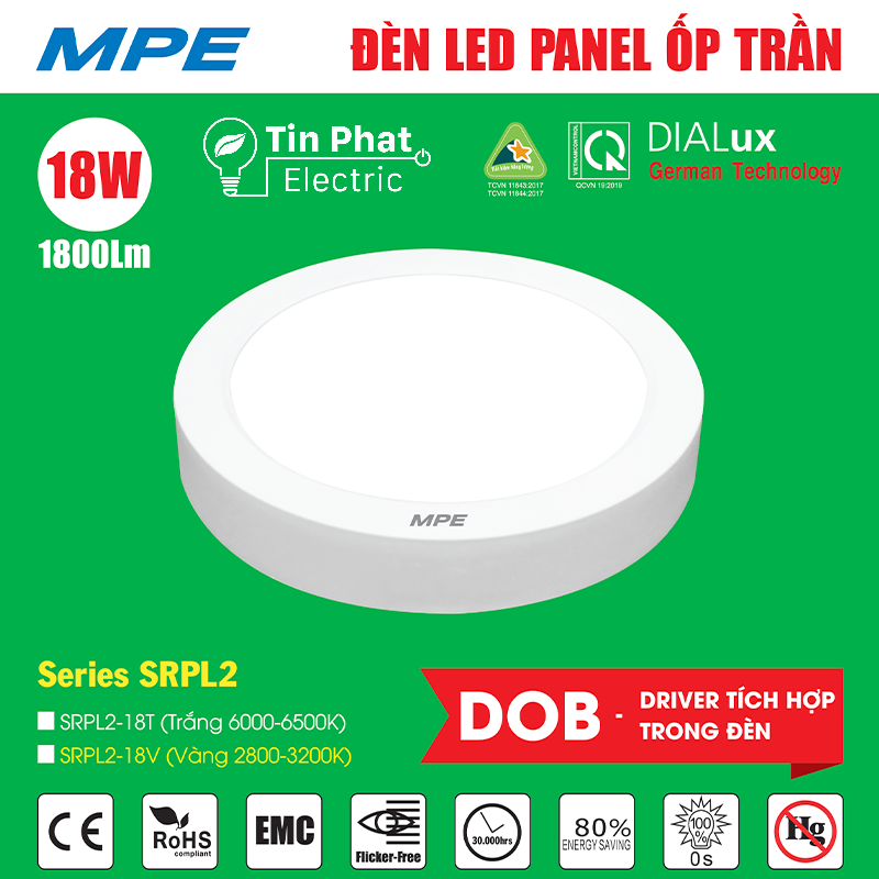 SRPL2-18V ( LED PANEL TRÒN ỐP NỔI SRPL2-18W VÀNG )