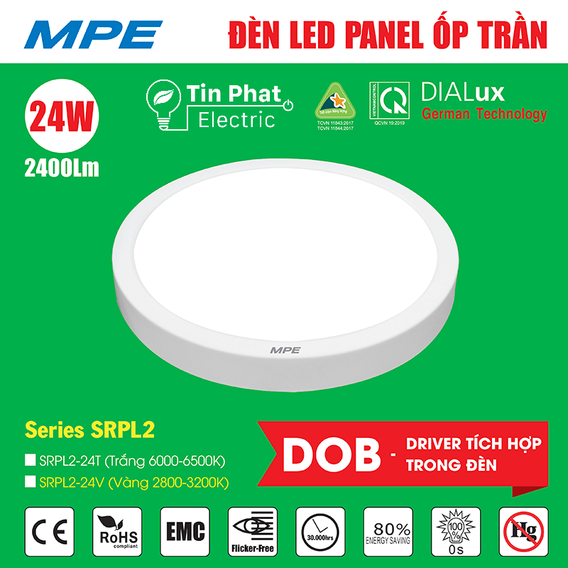 SRPL2-24V ( LED PANEL TRÒN ỐP NỔI SRPL2-24W VÀNG )