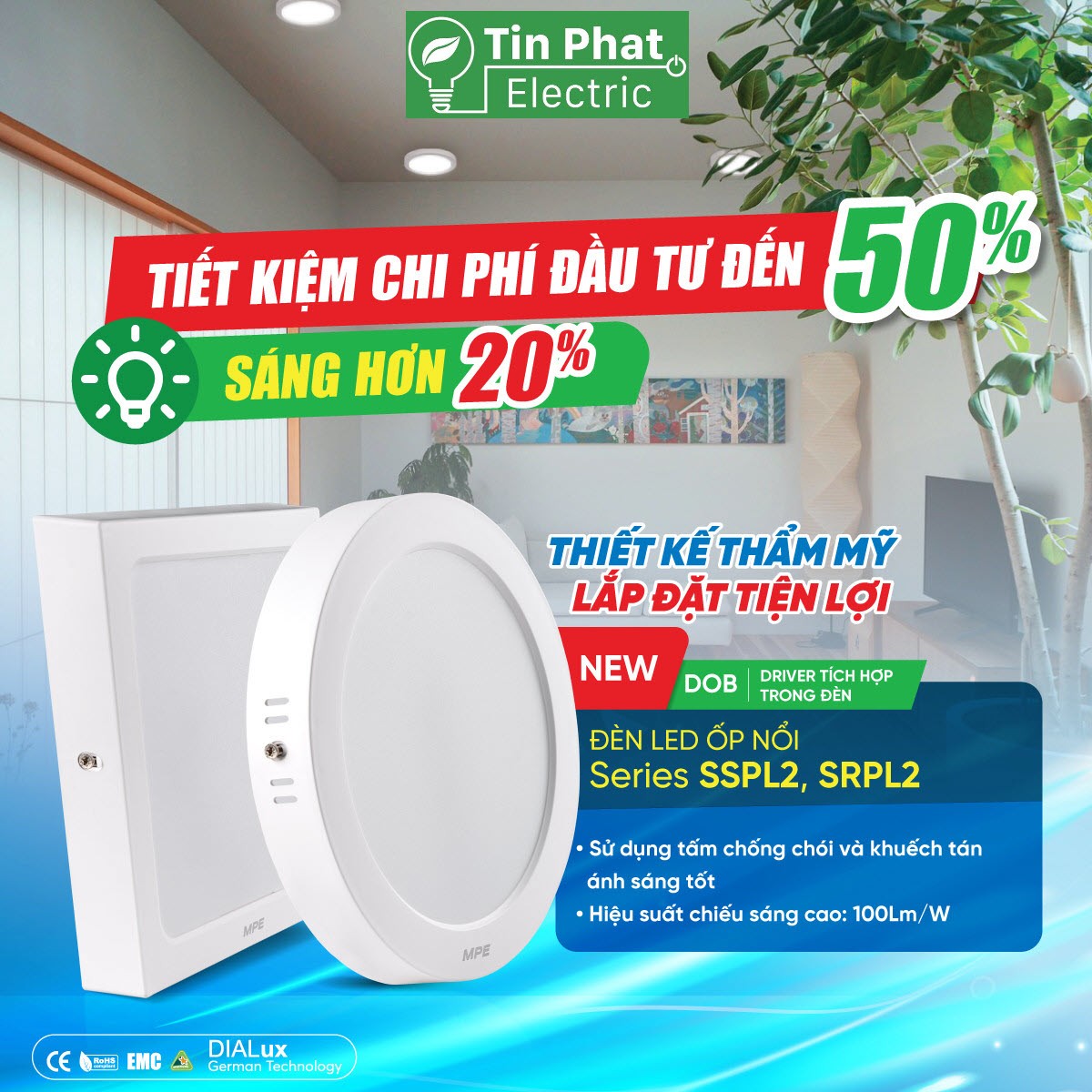 SSPL2-18T ( LED PANEL VUÔNG ỐP NỔI SSPL2-18W TRẮNG )