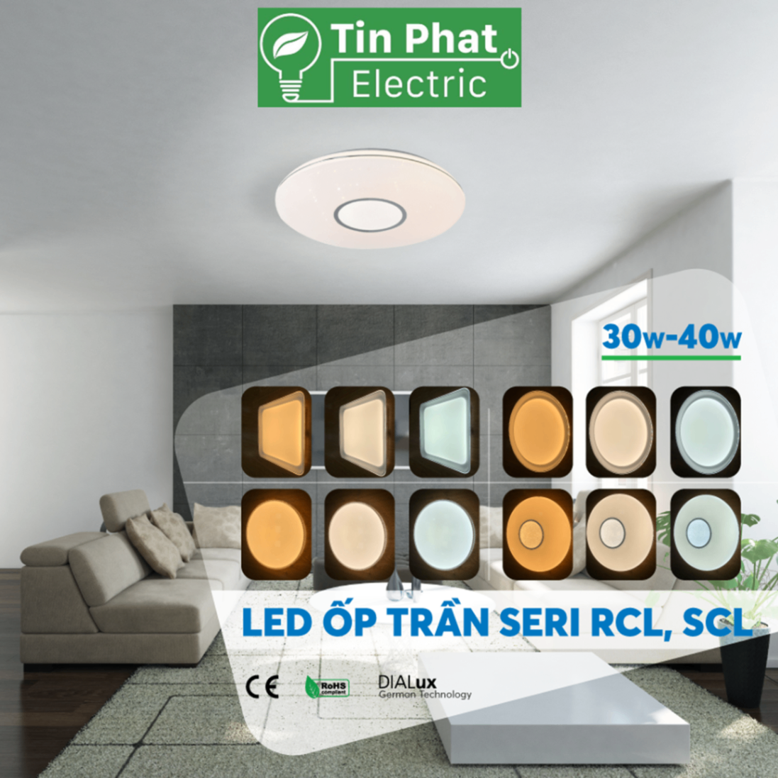 RCLH-40/3C (ĐÈN LED ỐP TRẦN 3 CHẾ ĐỘ MÀU RCLH-40W)