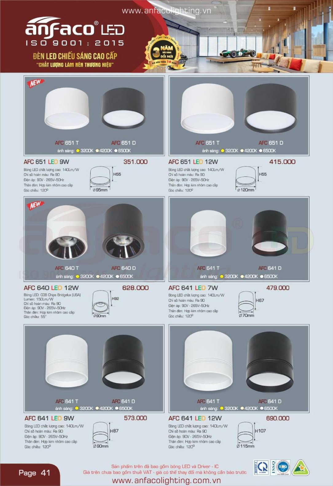 Bảng giá Đèn LED ANFACO (Catalogue 2024)