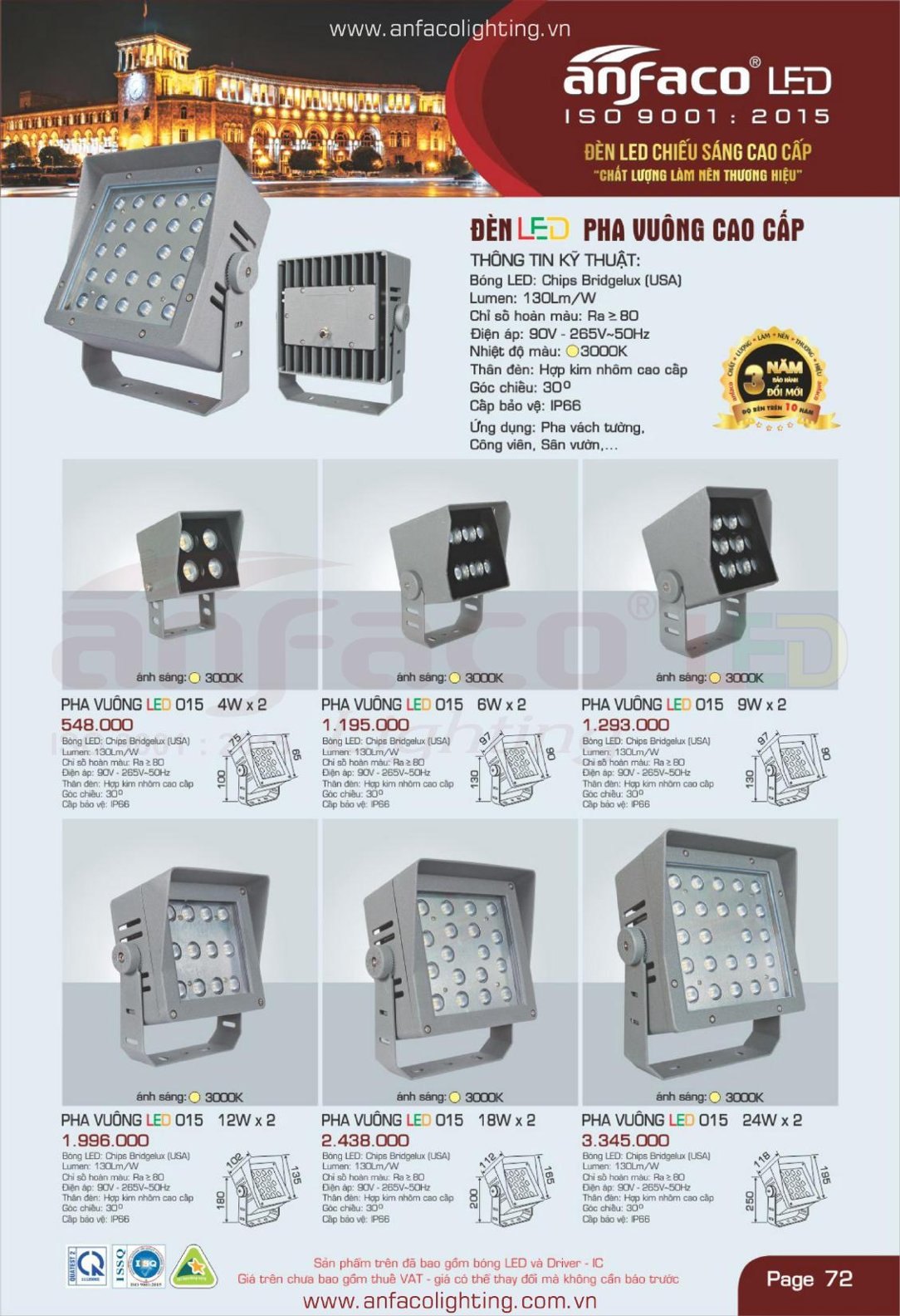 Bảng giá Đèn LED ANFACO (Catalogue 2024)