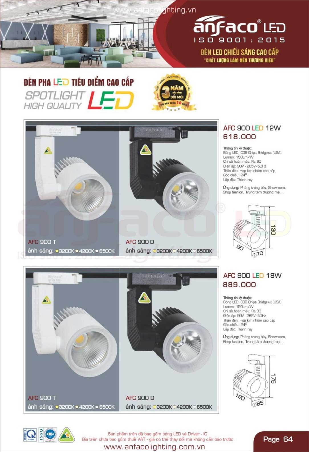 Bảng giá Đèn LED ANFACO (Catalogue 2024)