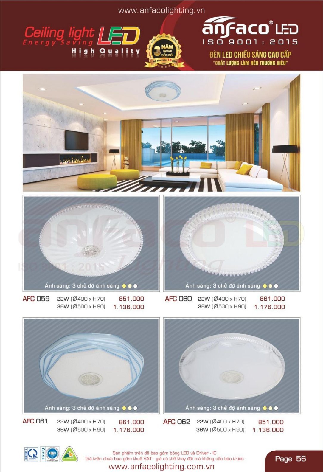 Bảng giá Đèn LED ANFACO (Catalogue 2024)