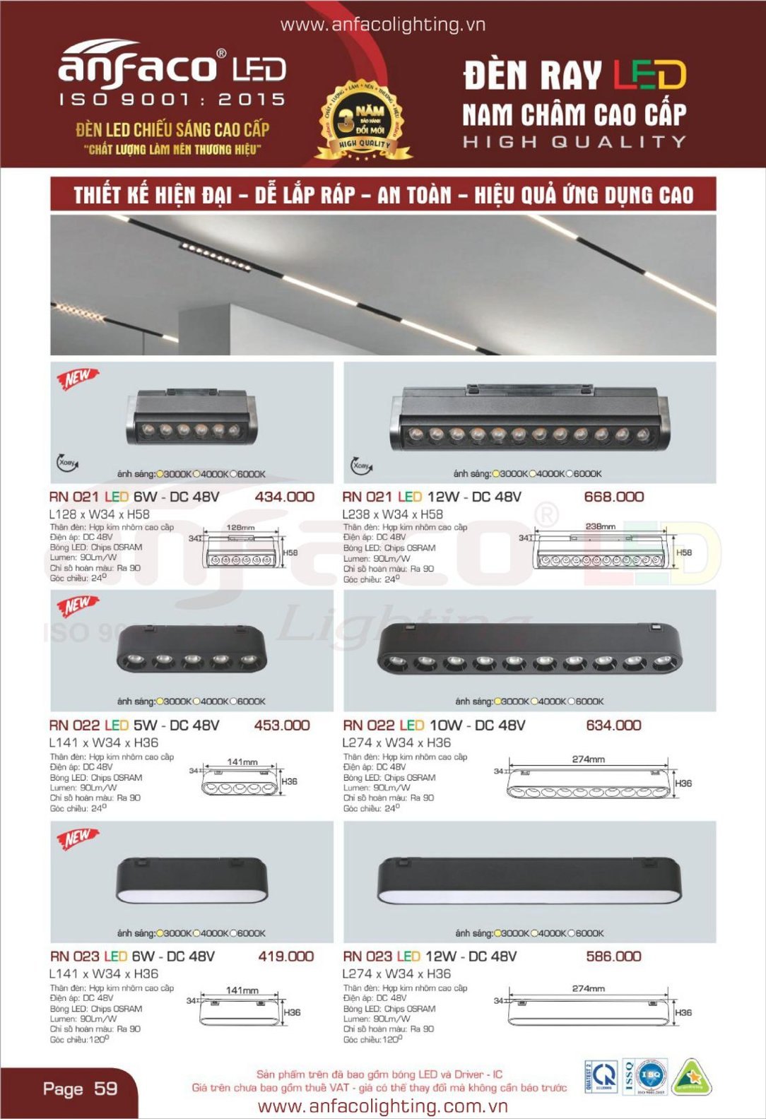 Bảng giá Đèn LED ANFACO (Catalogue 2024)