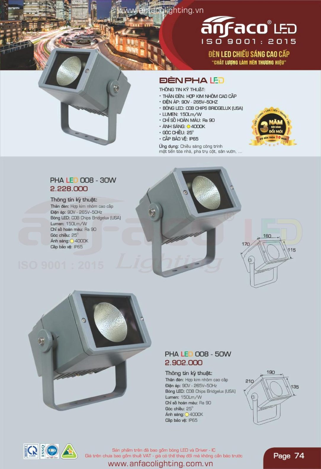 Bảng giá Đèn LED ANFACO (Catalogue 2024)