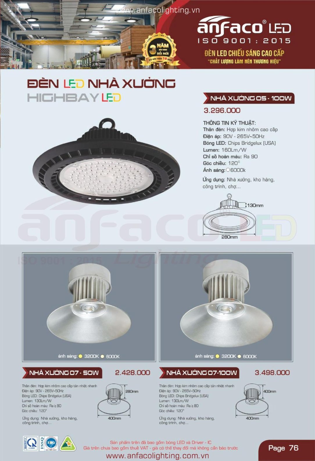 Bảng giá Đèn LED ANFACO (Catalogue 2024)