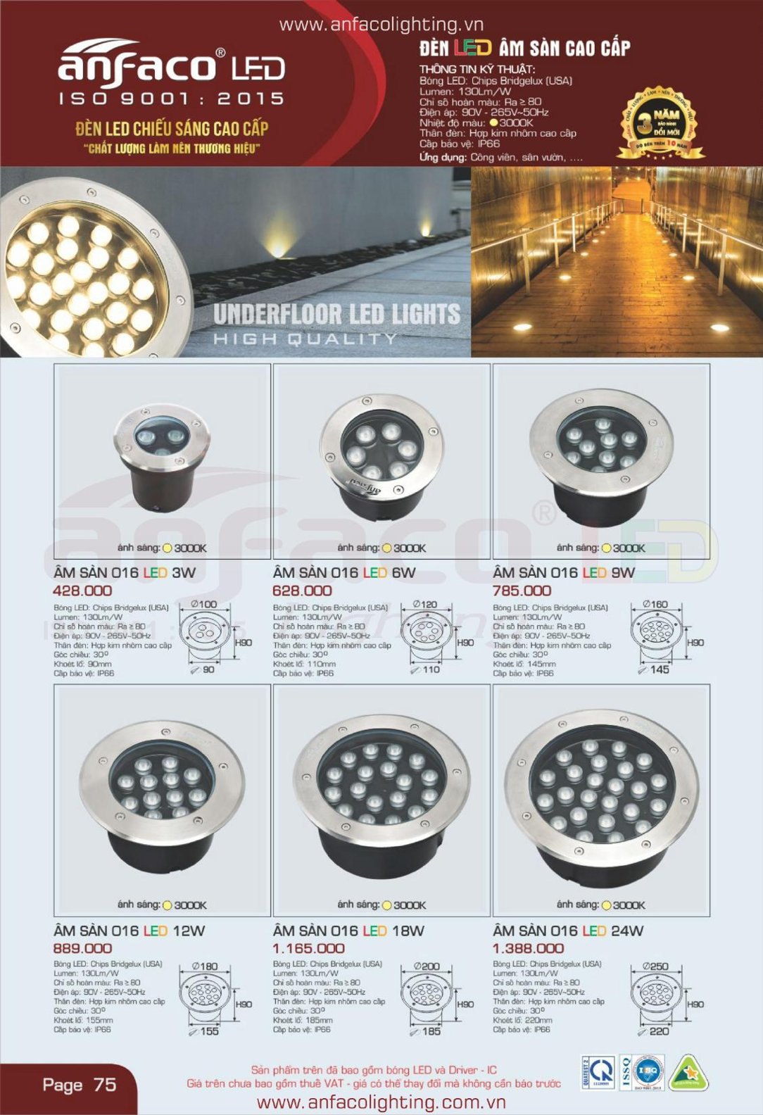 Bảng giá Đèn LED ANFACO (Catalogue 2024)