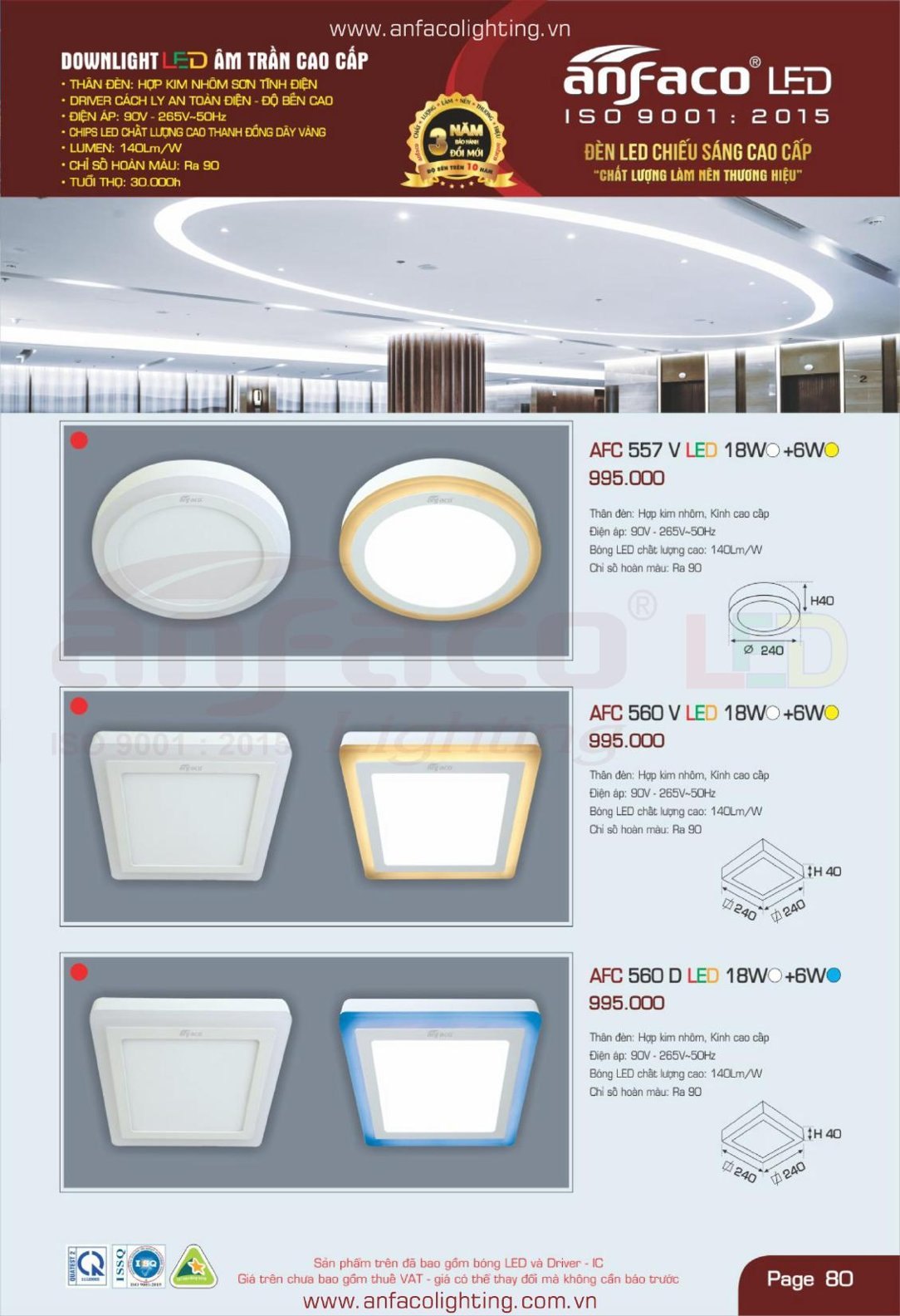 Bảng giá Đèn LED ANFACO (Catalogue 2024)