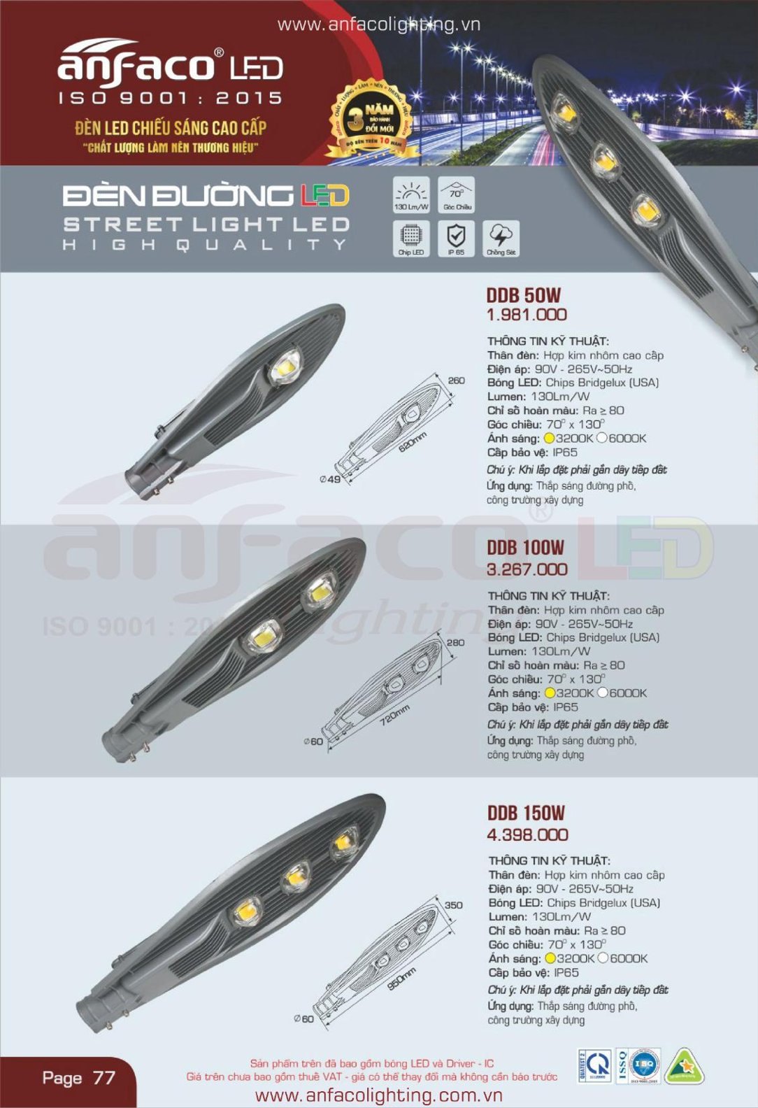 Bảng giá Đèn LED ANFACO (Catalogue 2024)