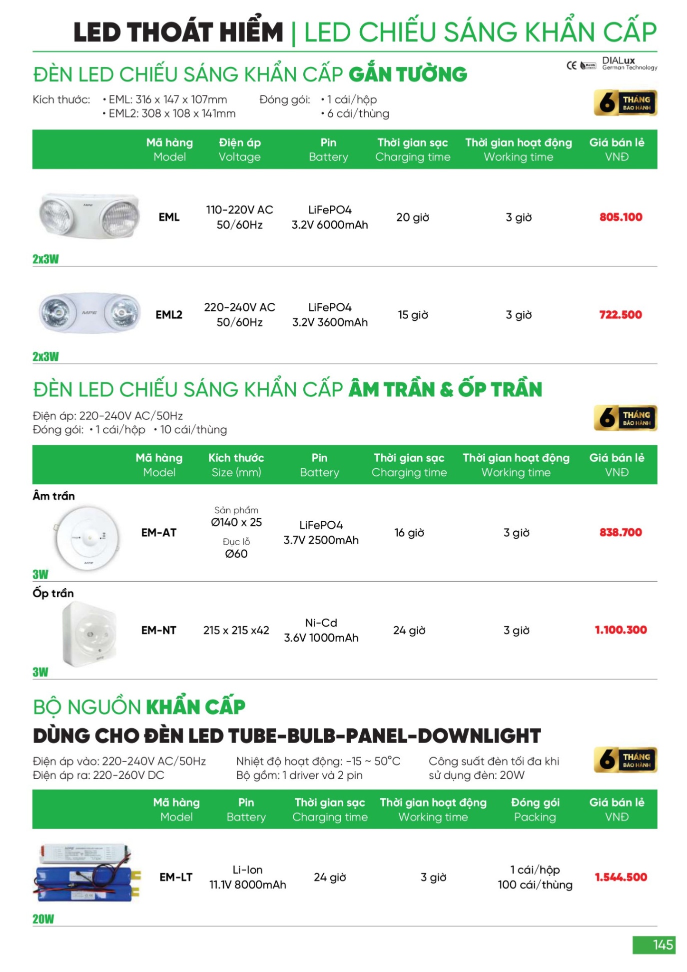 Bảng giá Đèn LED & Thiết bị điện MPE (Catalogue 2024)