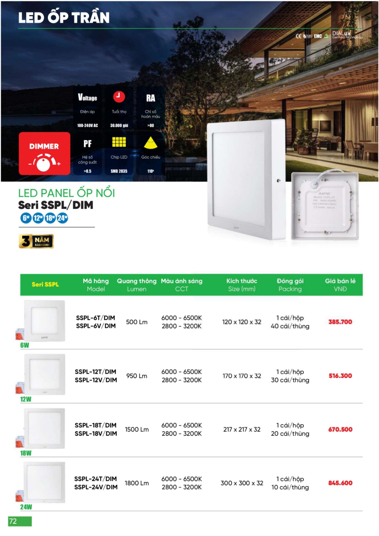 Bảng giá Đèn LED & Thiết bị điện MPE (Catalogue 2024)