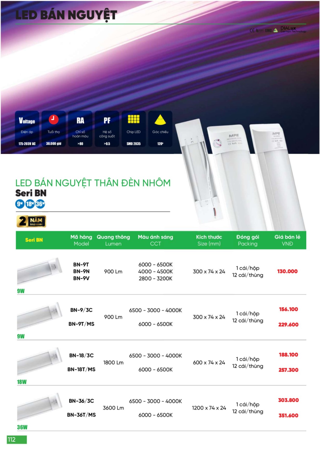 Bảng giá Đèn LED & Thiết bị điện MPE (Catalogue 2024)