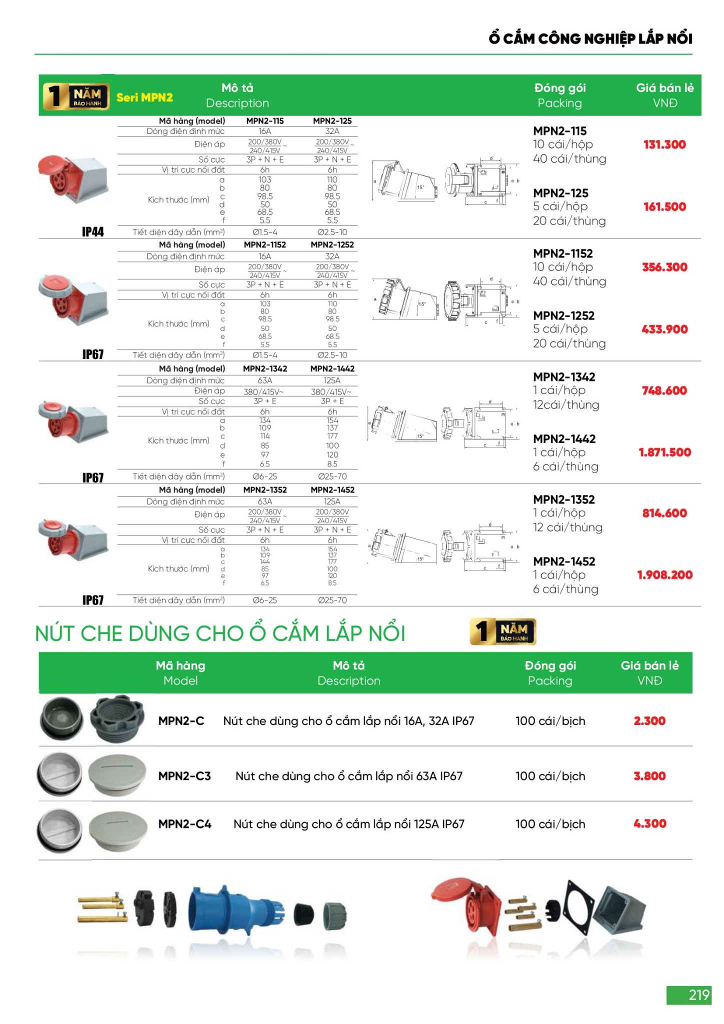 Bảng giá Đèn LED & Thiết bị điện MPE (Catalogue 2024)