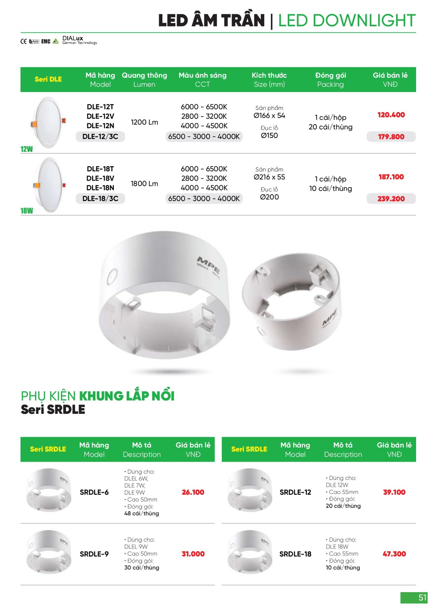 Bảng giá Đèn LED & Thiết bị điện MPE (Catalogue 2024)