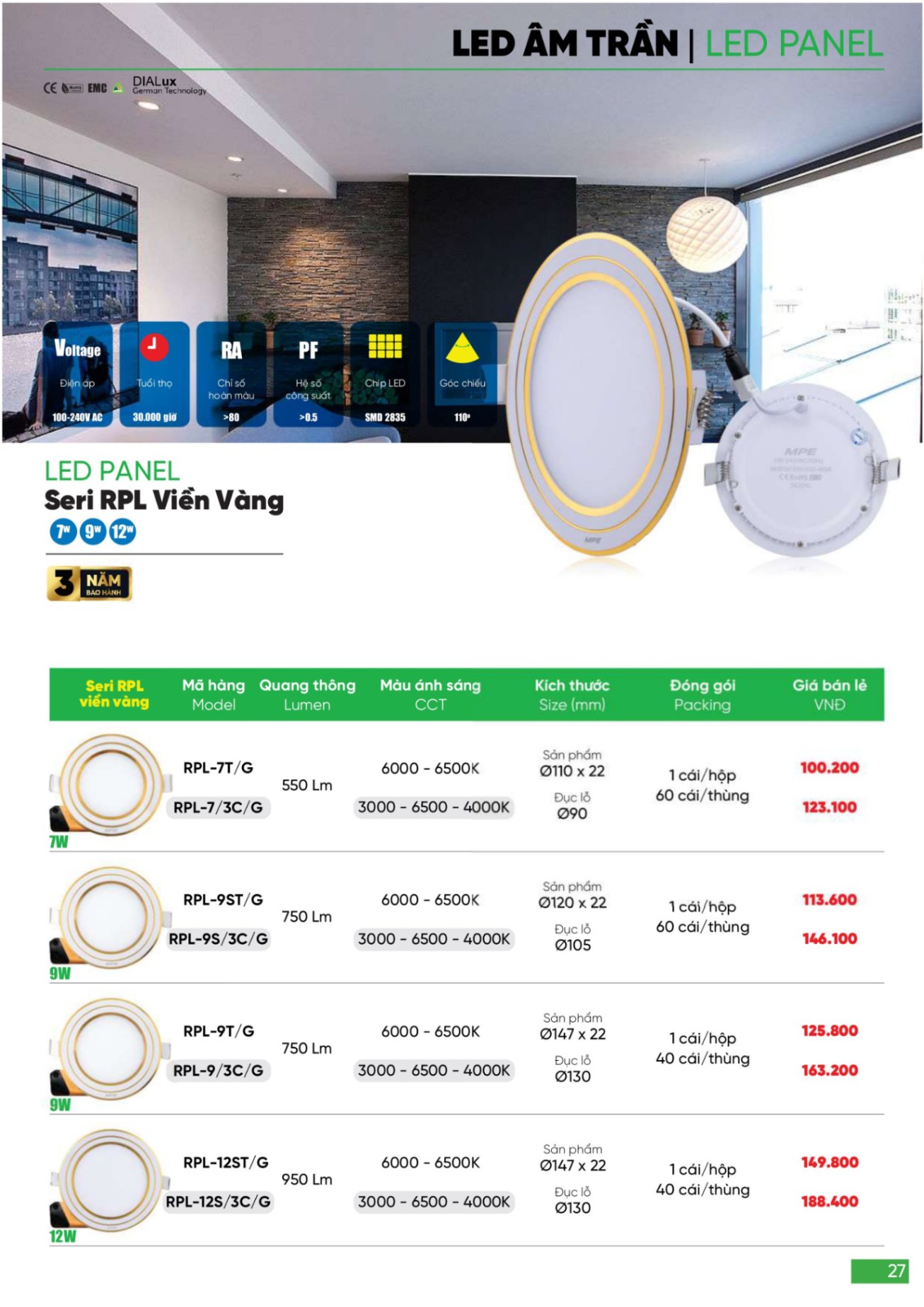 Bảng giá Đèn LED & Thiết bị điện MPE (Catalogue 2024)