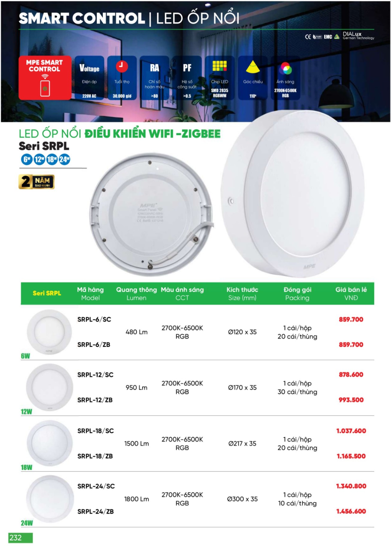 Bảng giá Đèn LED & Thiết bị điện MPE (Catalogue 2024)