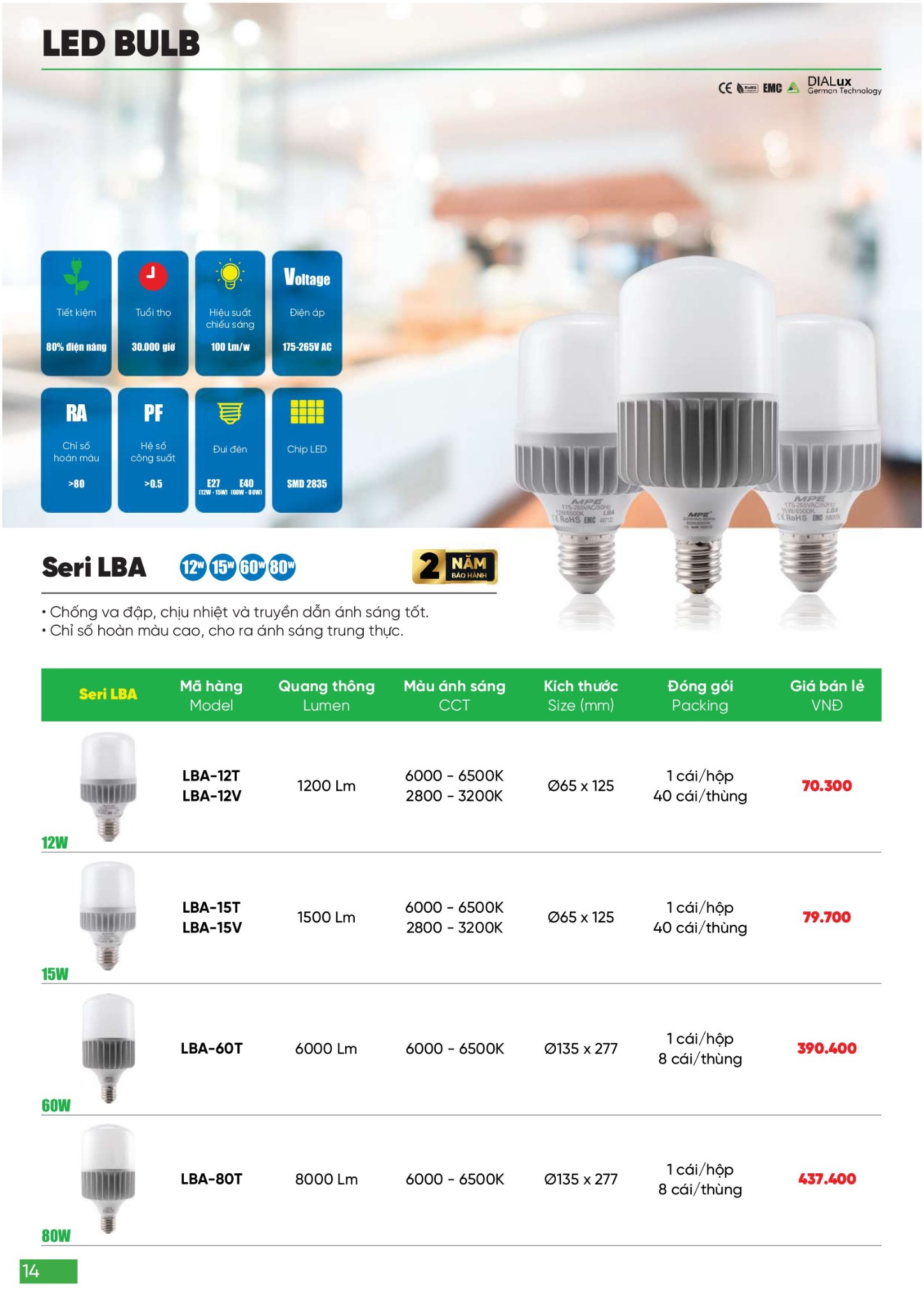 Bảng giá Đèn LED & Thiết bị điện MPE (Catalogue 2024)