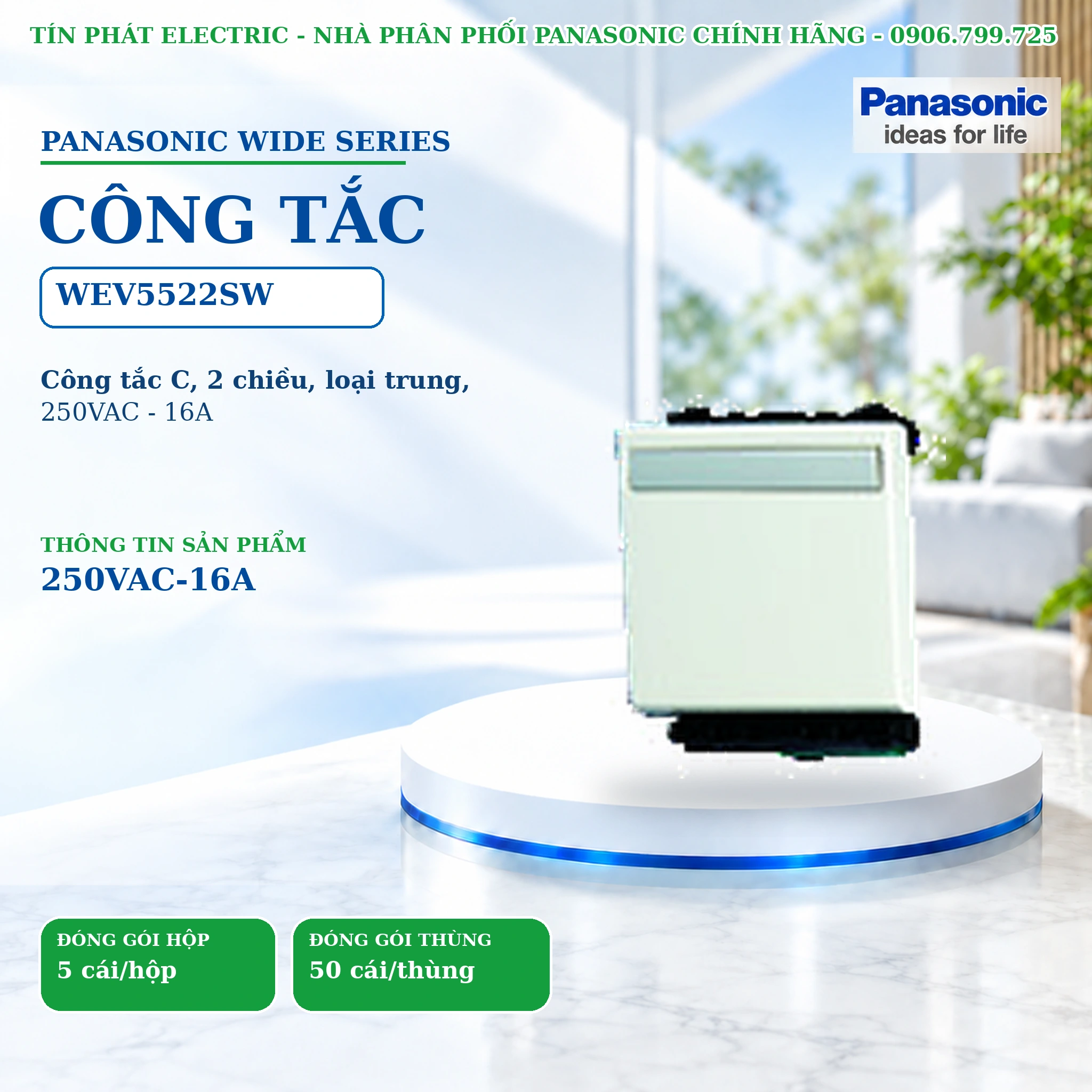 Công tắc ổ cắm Wide Series Panasonic WEV5522SW